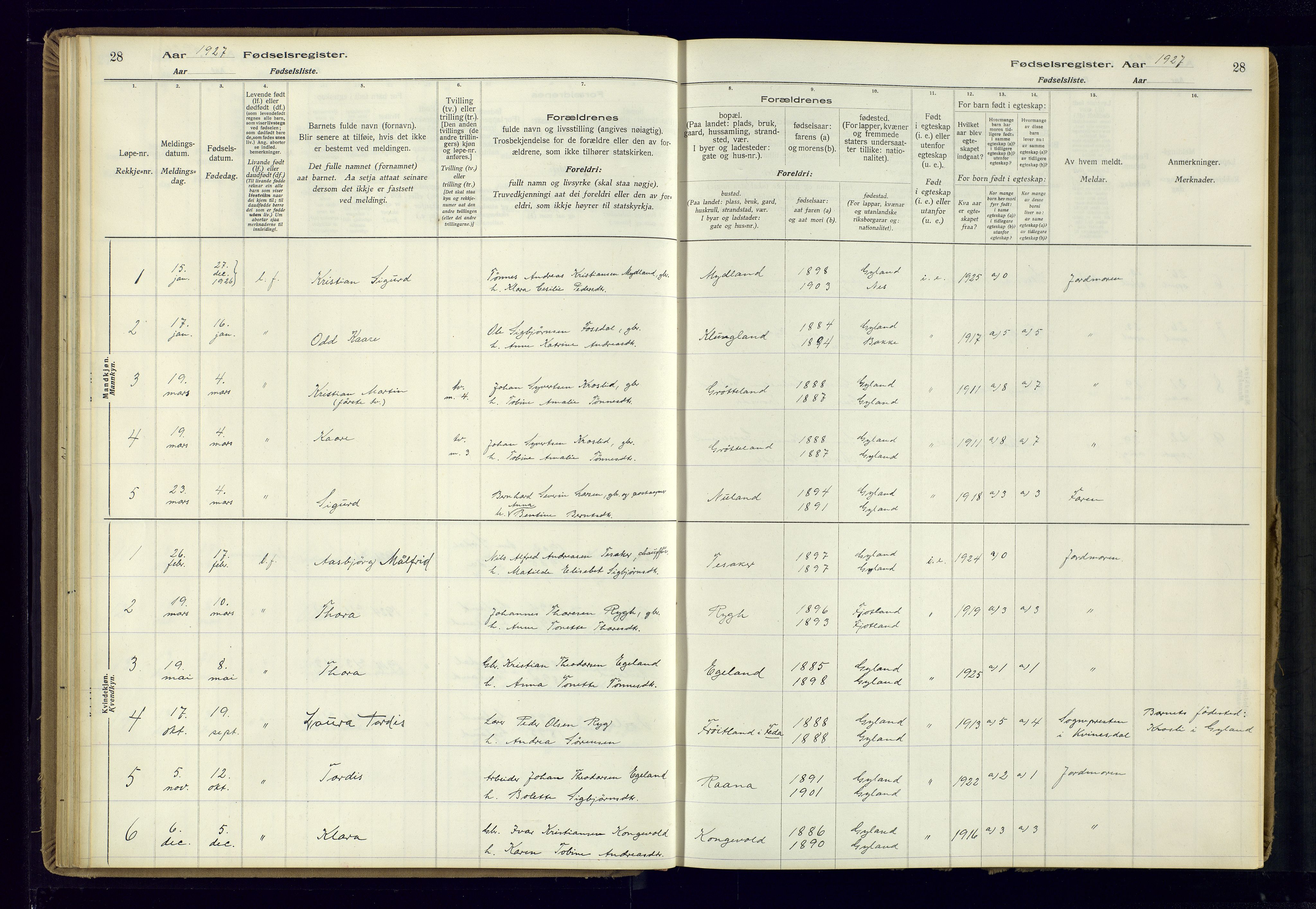Bakke sokneprestkontor, SAK/1111-0002/J/Ja/L0002: Birth register no. A-VI-19, 1916-1982, p. 28