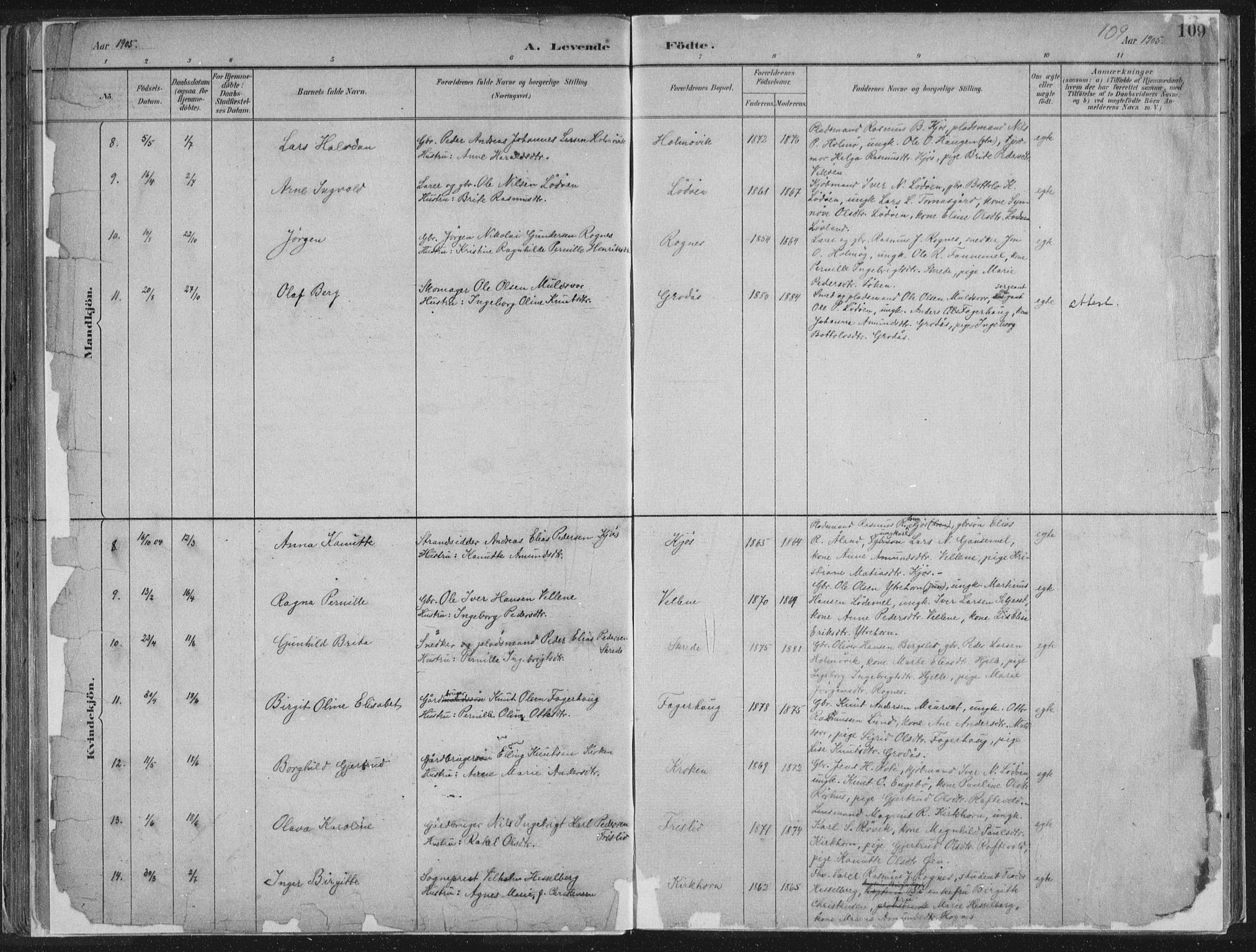 Hornindal sokneprestembete, AV/SAB-A-82401/H/Haa/Haaa/L0003/0001: Parish register (official) no. A 3A, 1887-1917, p. 109