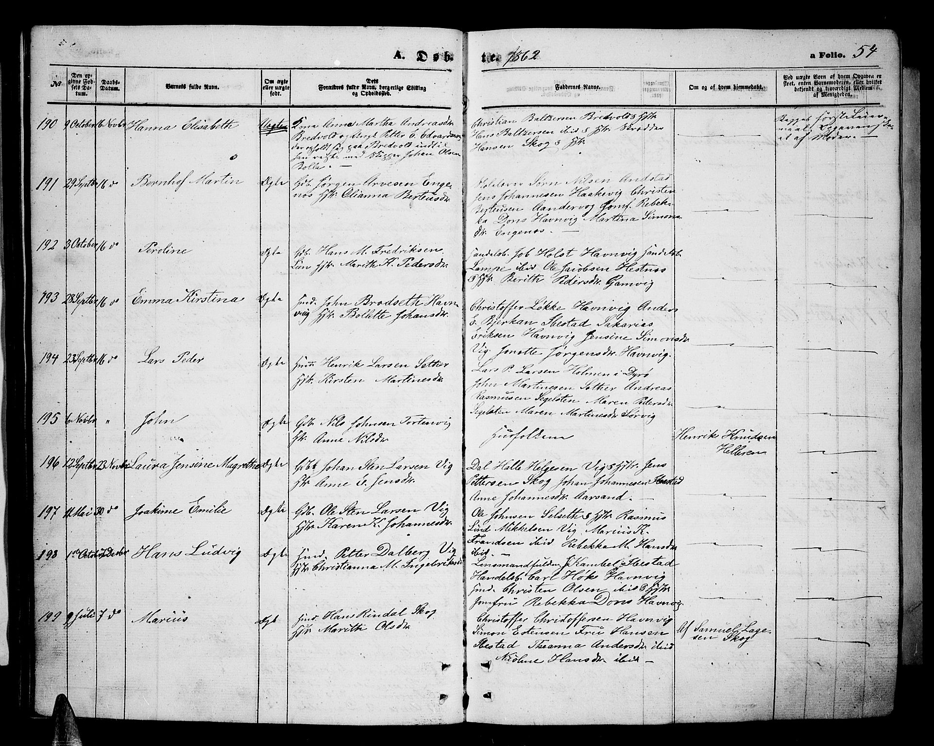 Ibestad sokneprestembete, SATØ/S-0077/H/Ha/Hab/L0005klokker: Parish register (copy) no. 5, 1860-1871, p. 54
