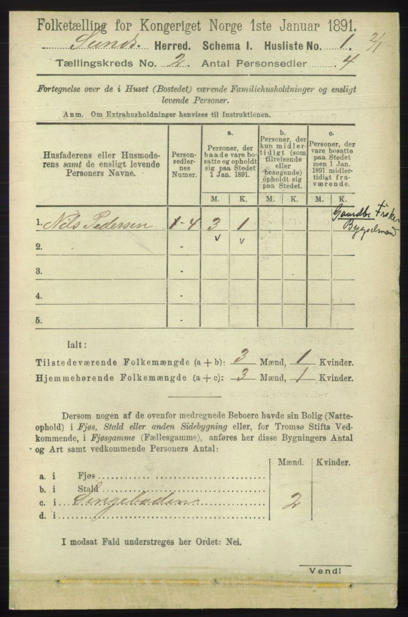 RA, 1891 census for 1245 Sund, 1891, p. 508