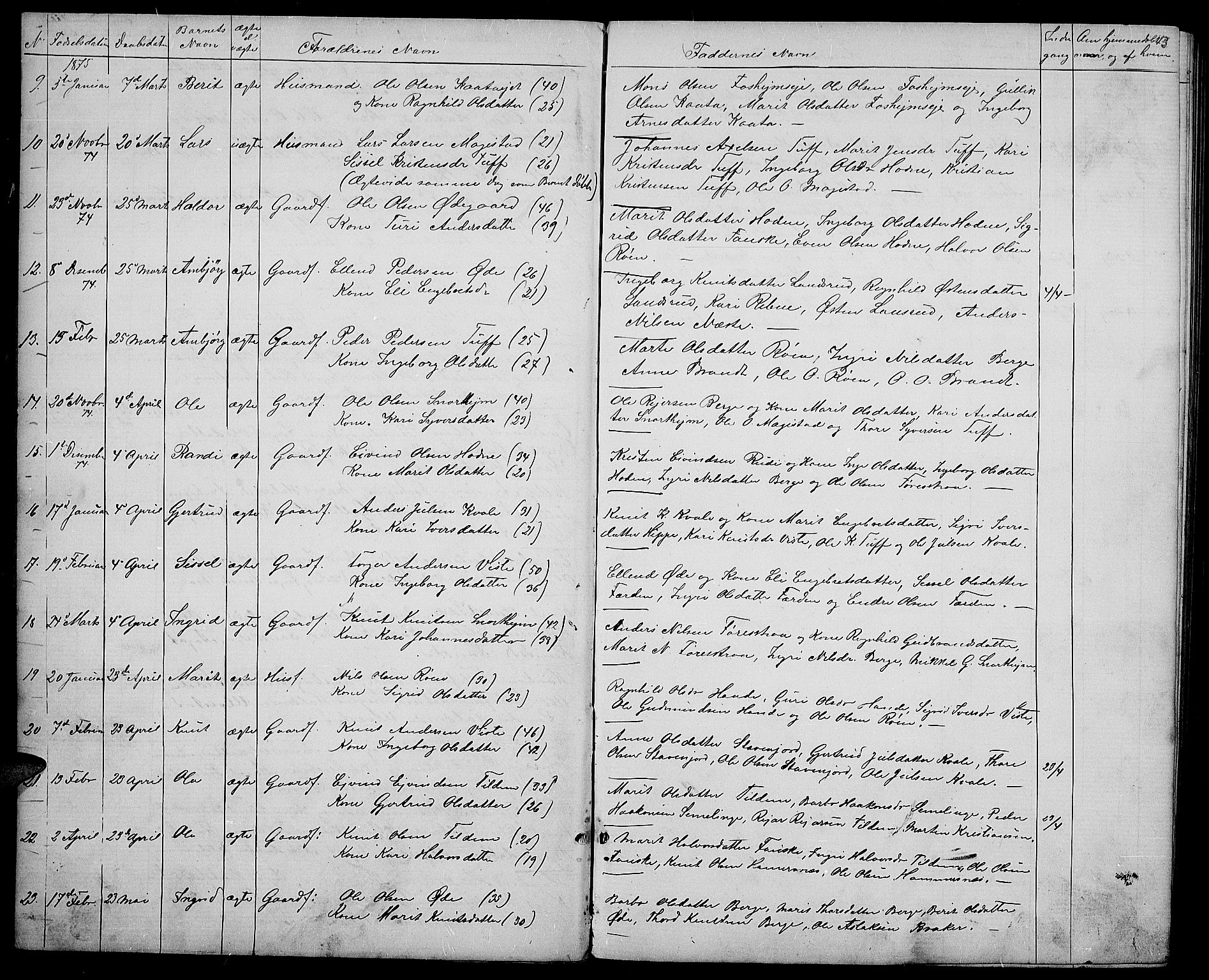 Vestre Slidre prestekontor, SAH/PREST-136/H/Ha/Hab/L0003: Parish register (copy) no. 3, 1869-1882, p. 13