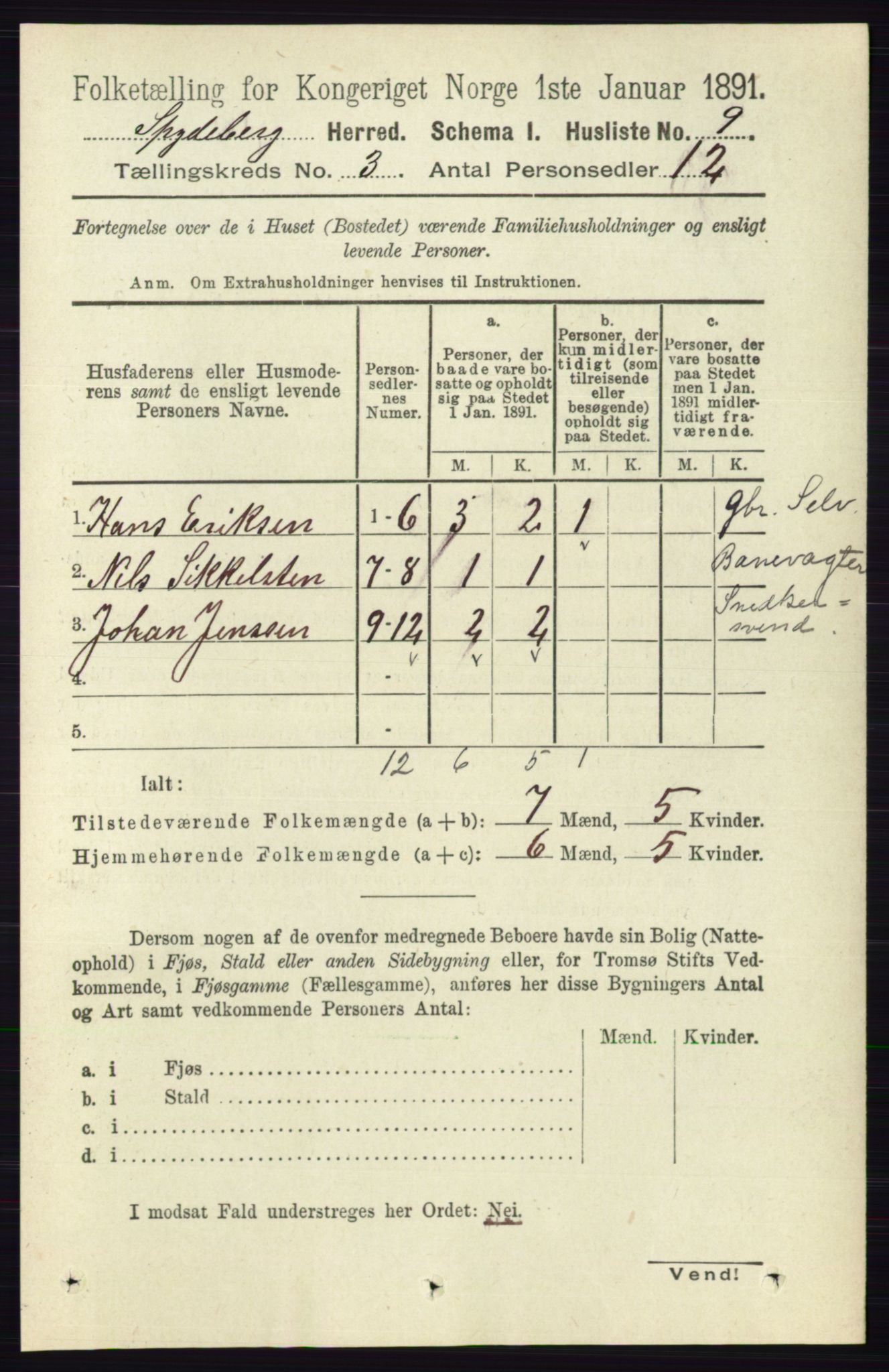 RA, 1891 census for 0123 Spydeberg, 1891, p. 1151