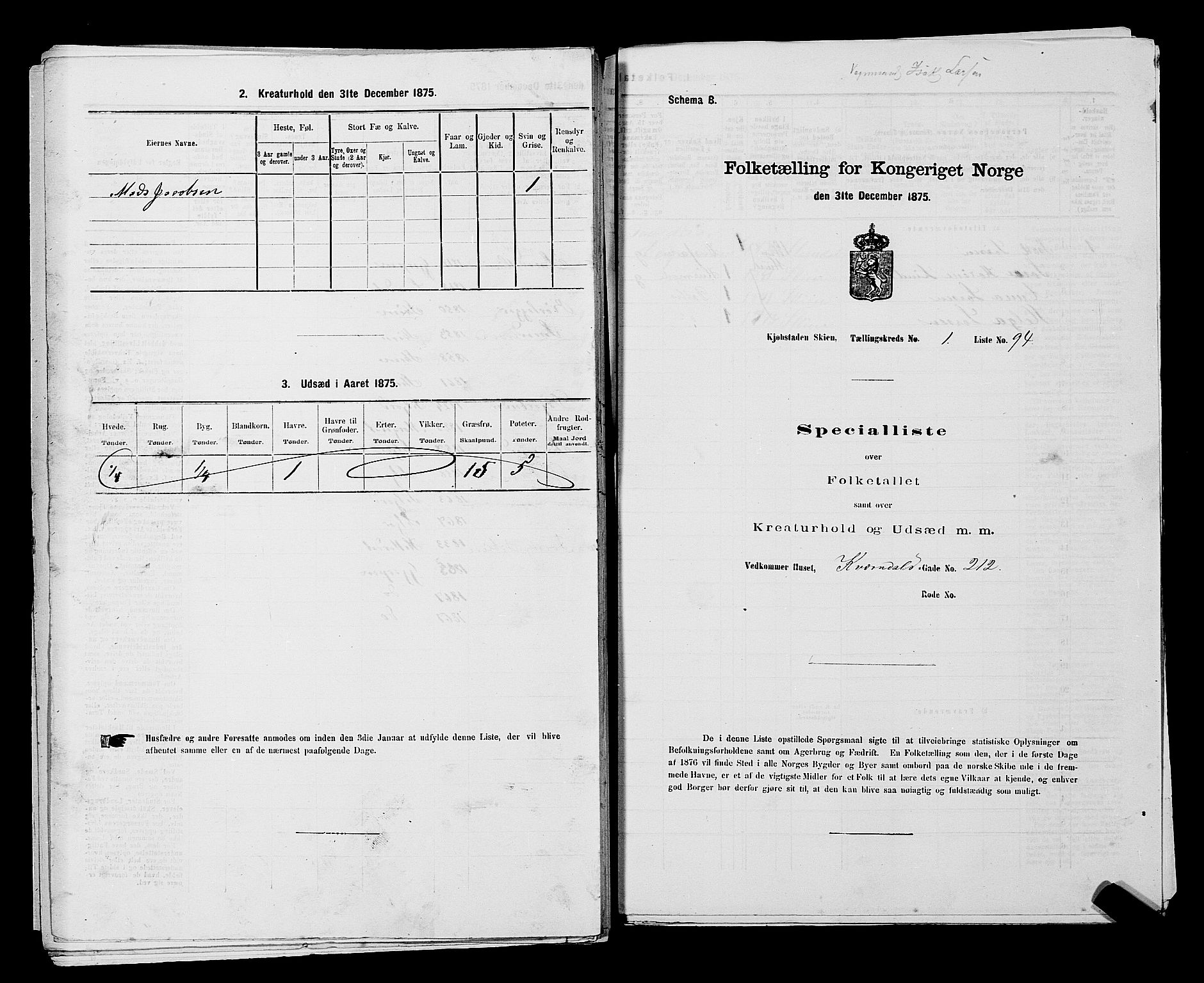 SAKO, 1875 census for 0806P Skien, 1875, p. 235