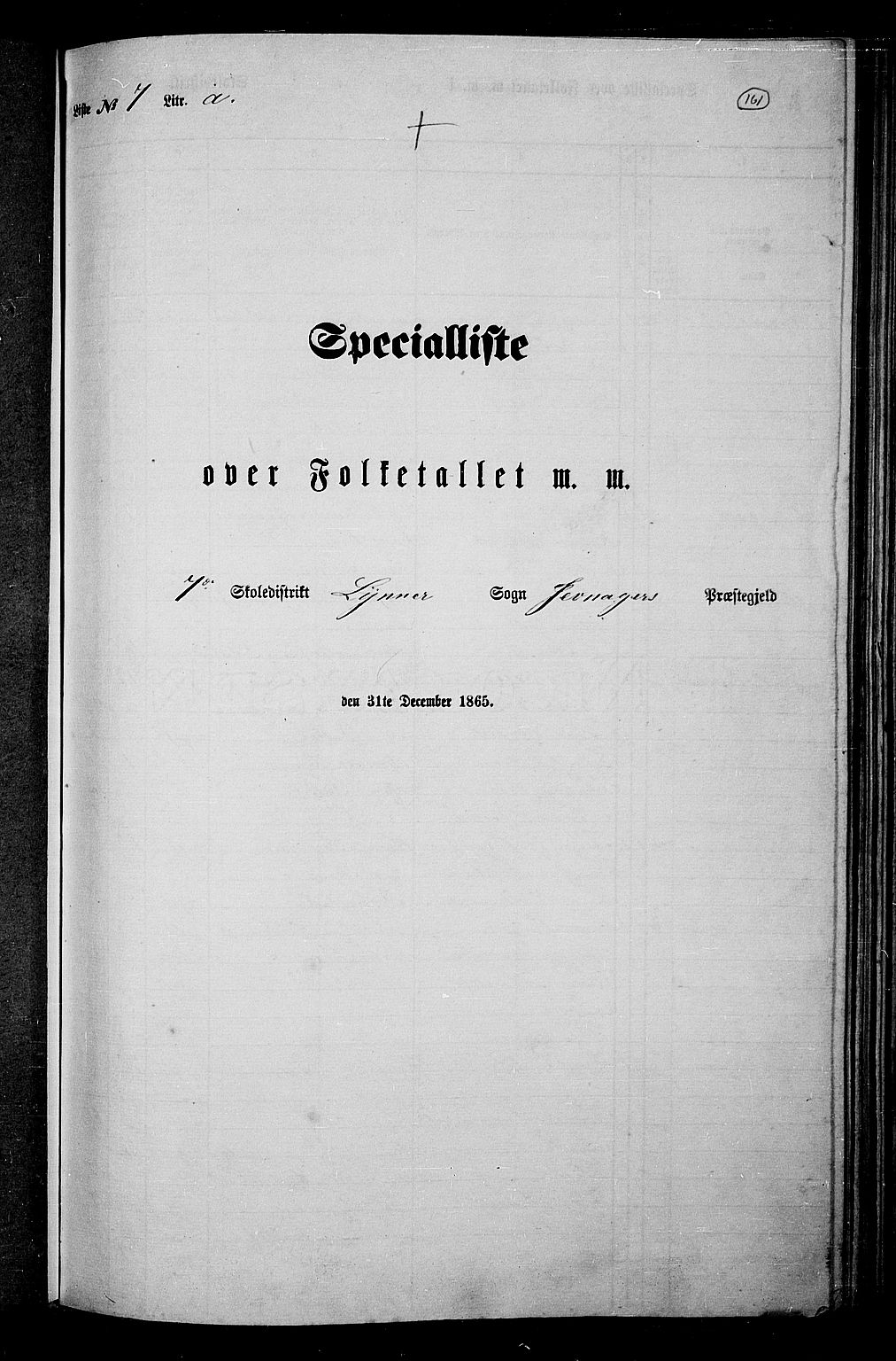 RA, 1865 census for Jevnaker, 1865, p. 147