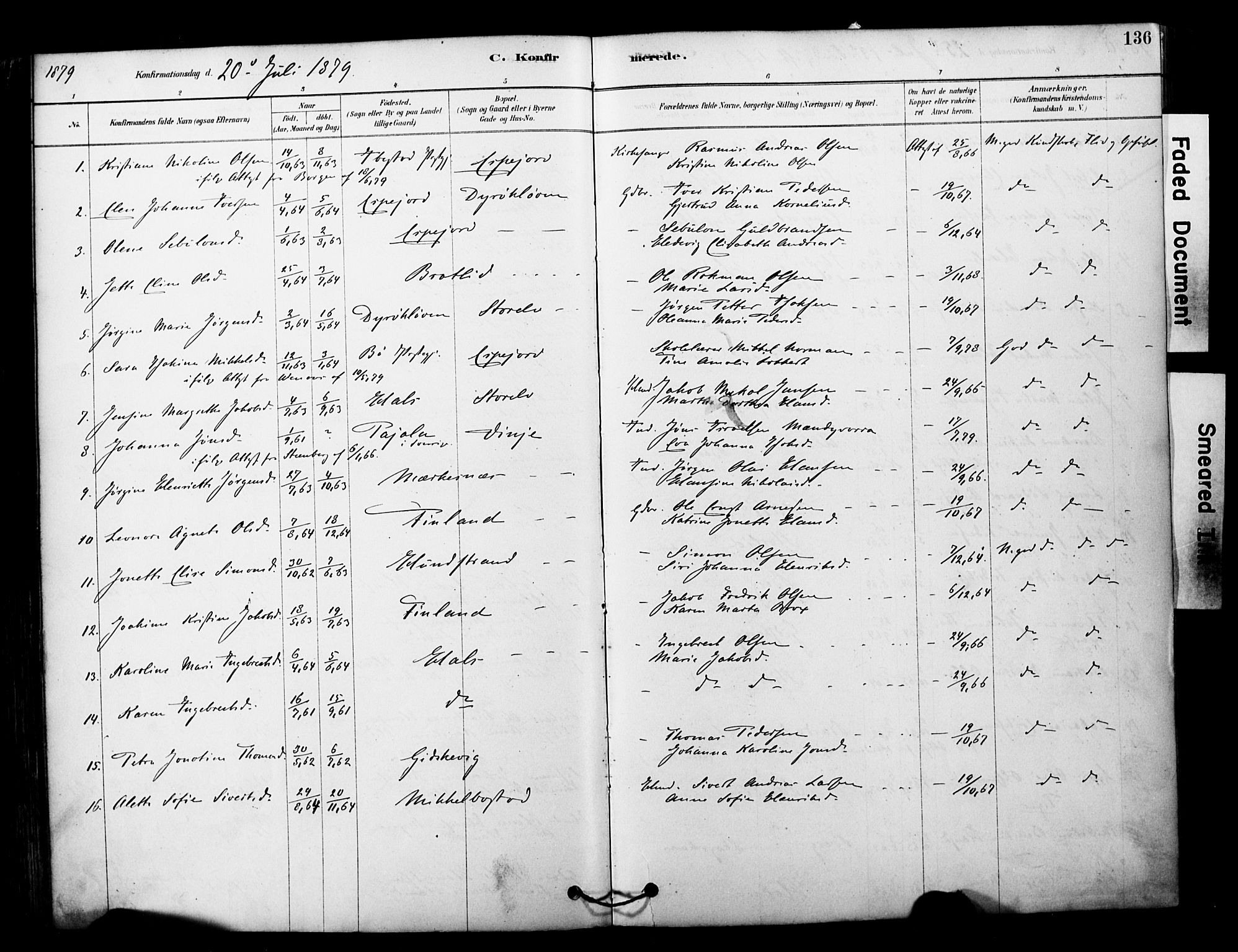Tranøy sokneprestkontor, AV/SATØ-S-1313/I/Ia/Iaa/L0011kirke: Parish register (official) no. 11, 1878-1904, p. 136