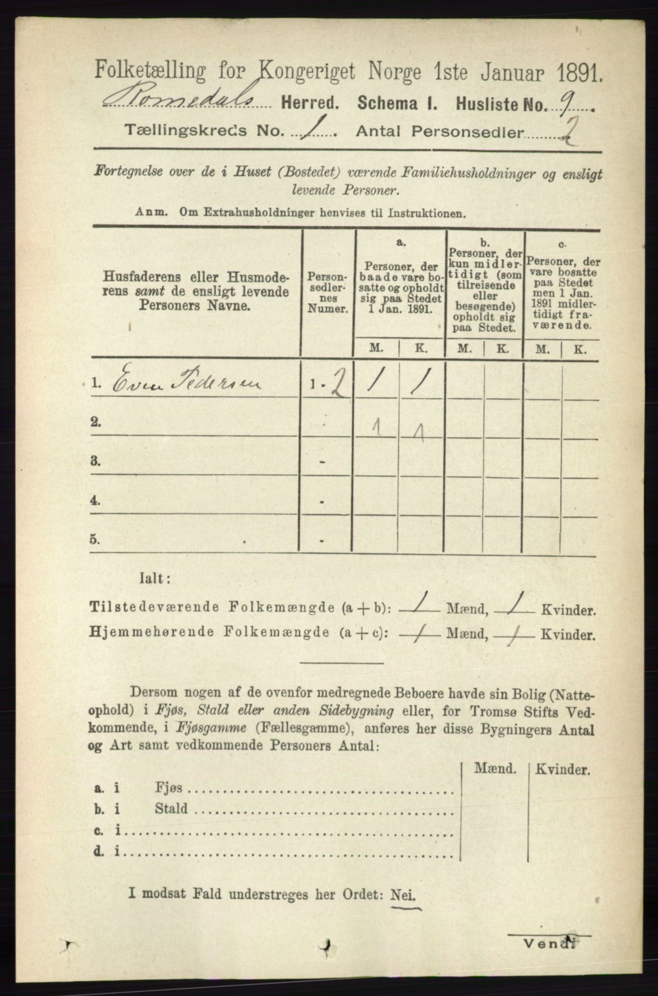 RA, 1891 census for 0416 Romedal, 1891, p. 39