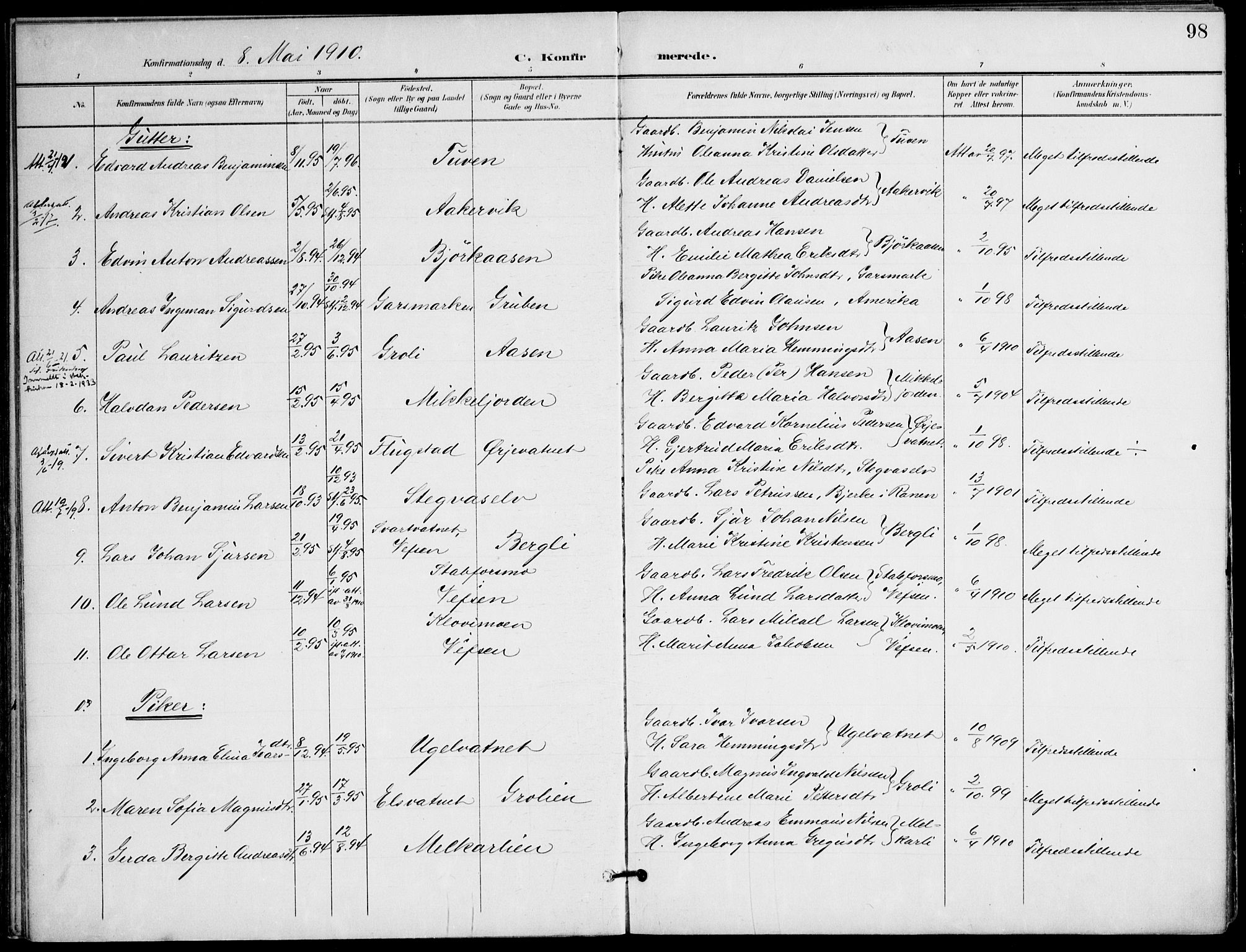 Ministerialprotokoller, klokkerbøker og fødselsregistre - Nordland, AV/SAT-A-1459/823/L0326: Parish register (official) no. 823A03, 1899-1919, p. 98