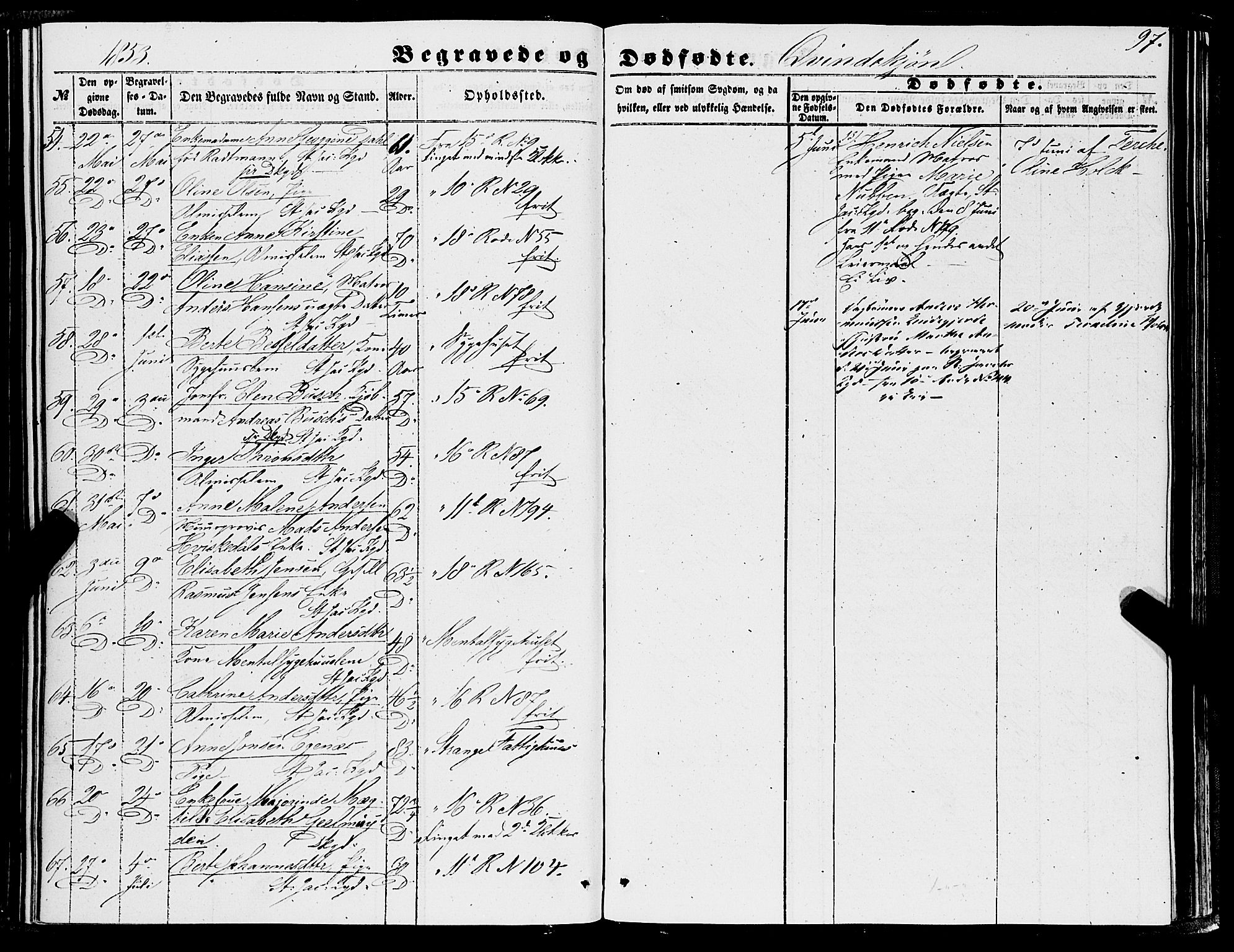 Domkirken sokneprestembete, SAB/A-74801/H/Haa/L0041: Parish register (official) no. E 2, 1853-1863, p. 97