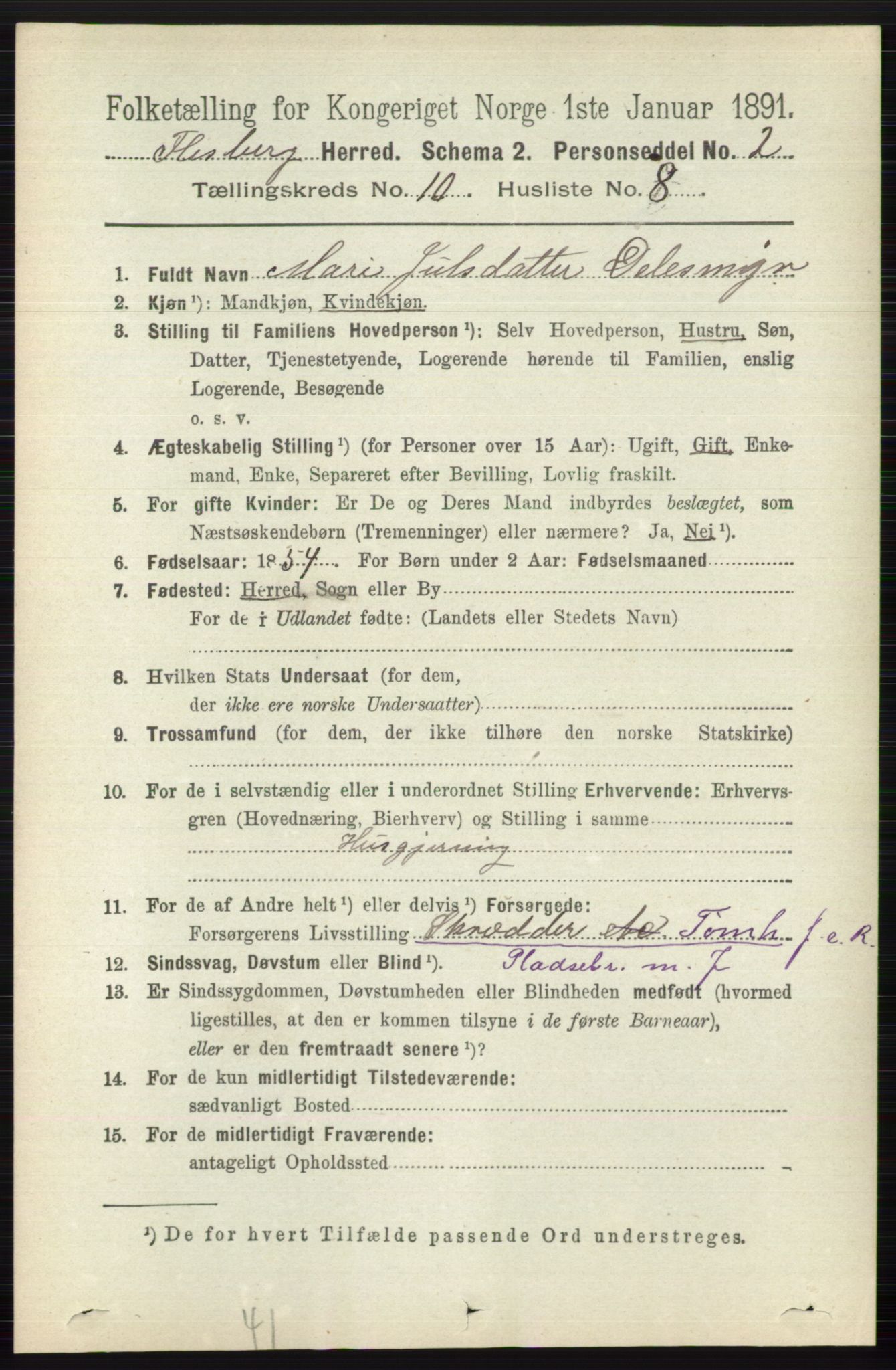 RA, 1891 census for 0631 Flesberg, 1891, p. 1700