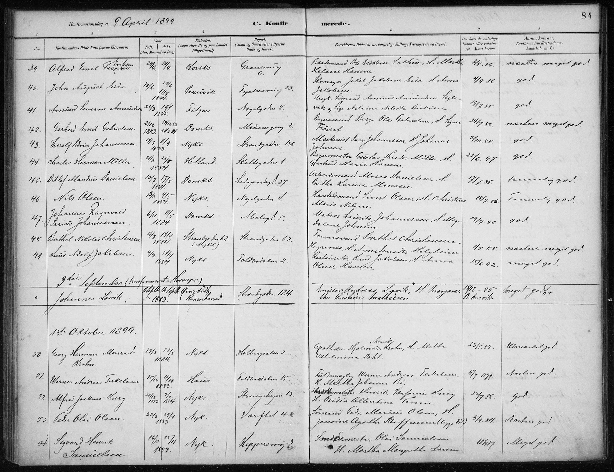 Nykirken Sokneprestembete, AV/SAB-A-77101/H/Haa/L0027: Parish register (official) no. C 6, 1886-1913, p. 84