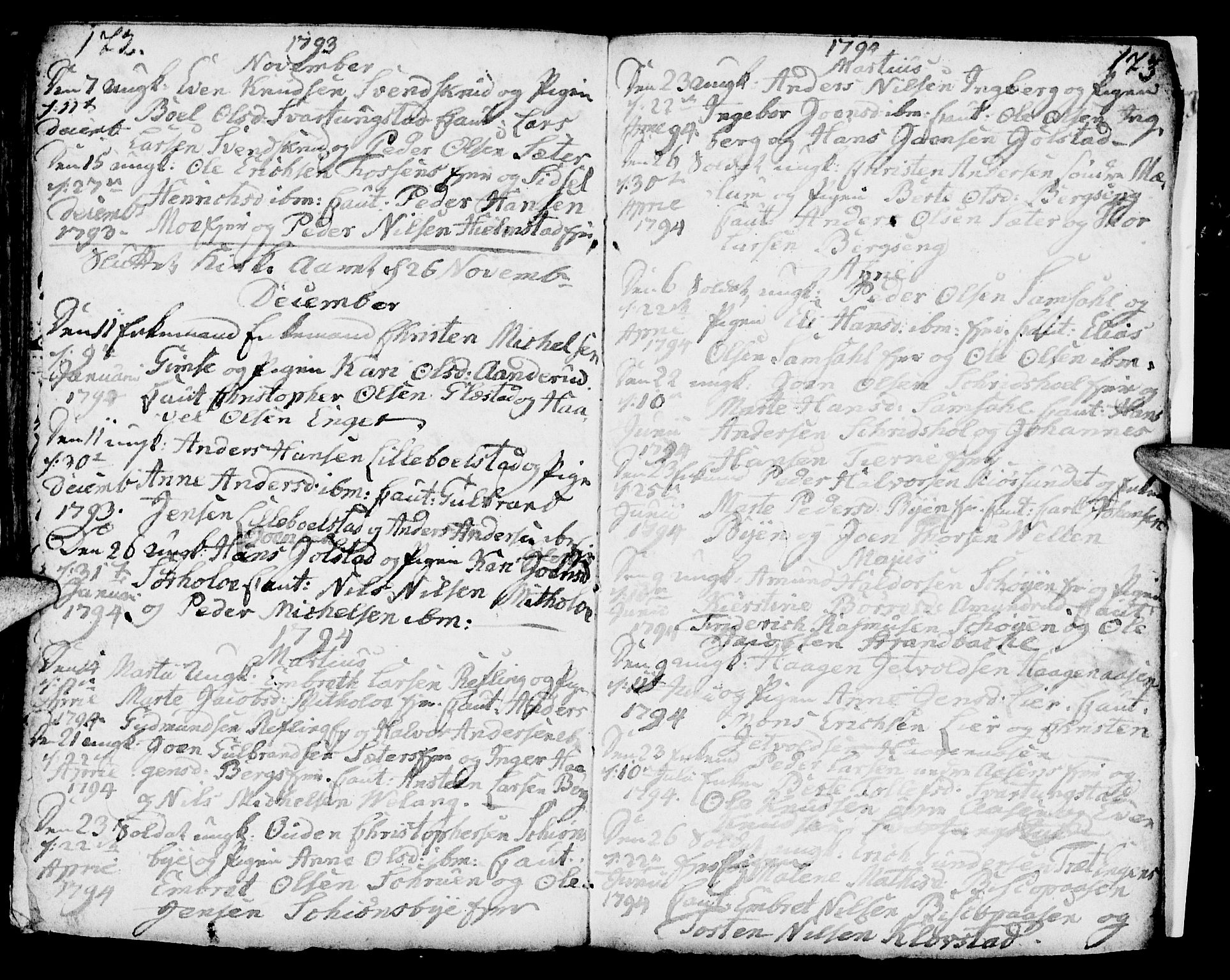 Ringsaker prestekontor, SAH/PREST-014/I/Ia/L0005/0006: Parish register draft no. 1F, 1793-1796, p. 172-173