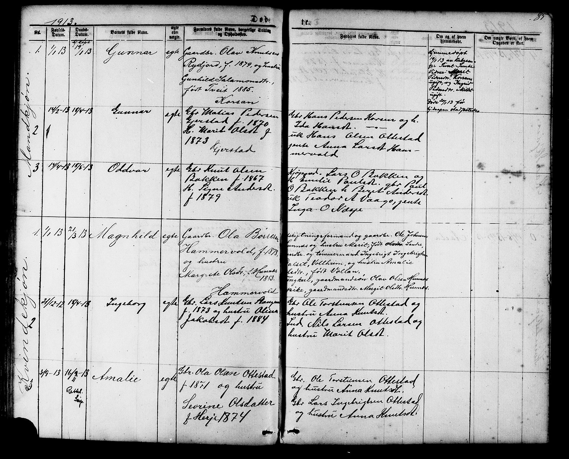 Ministerialprotokoller, klokkerbøker og fødselsregistre - Møre og Romsdal, SAT/A-1454/548/L0614: Parish register (copy) no. 548C02, 1867-1917, p. 85