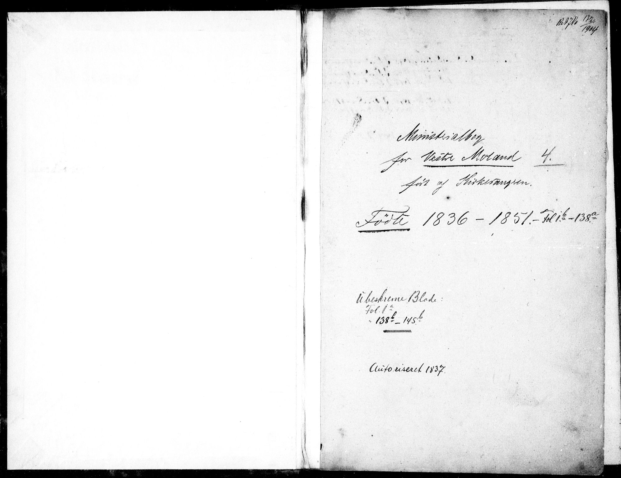 Vestre Moland sokneprestkontor, SAK/1111-0046/F/Fb/Fbb/L0002: Parish register (copy) no. B 2, 1836-1851