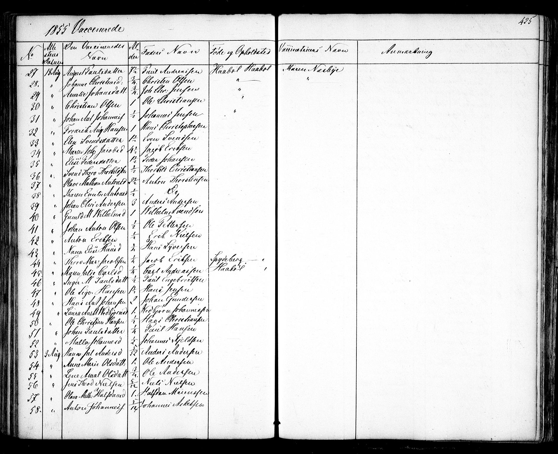 Hobøl prestekontor Kirkebøker, AV/SAO-A-2002/F/Fa/L0003: Parish register (official) no. I 3, 1842-1864, p. 425