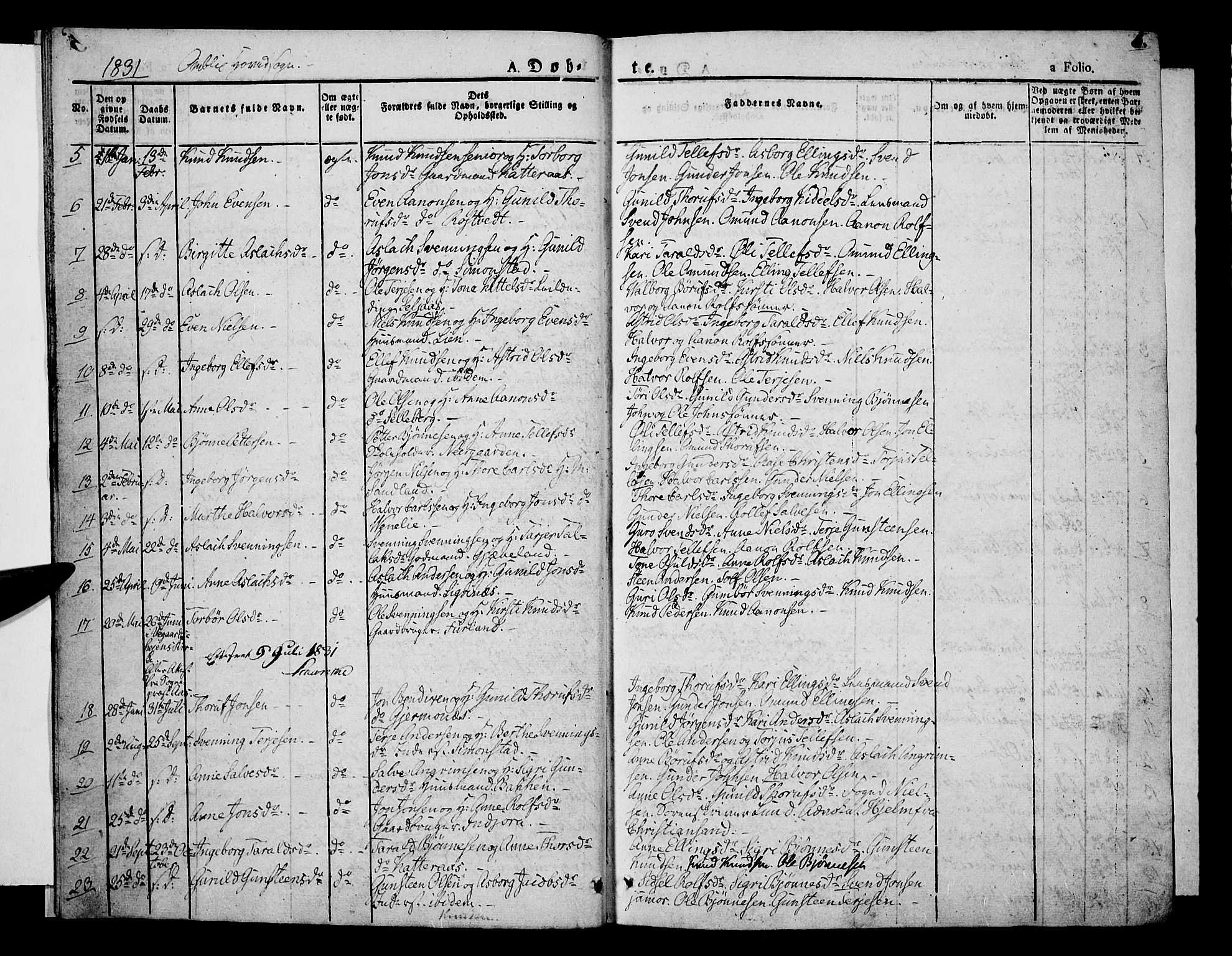 Åmli sokneprestkontor, SAK/1111-0050/F/Fa/Fac/L0007: Parish register (official) no. A 7 /1, 1829-1851, p. 6