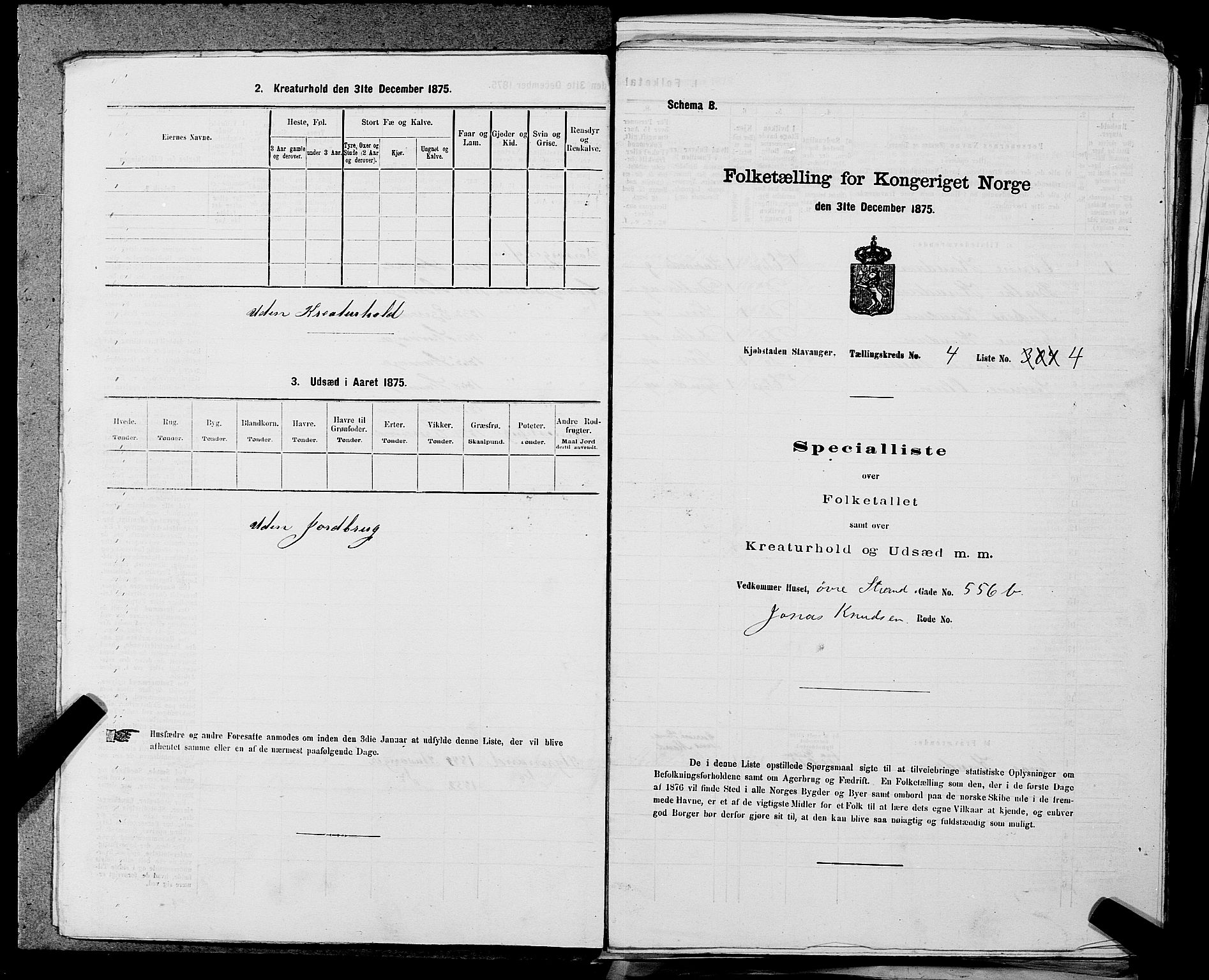 SAST, 1875 census for 1103 Stavanger, 1875, p. 649