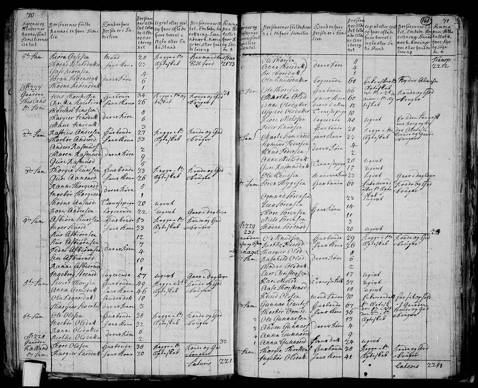 RA, 1801 census for 1020P Holum, 1801, p. 160b-161a