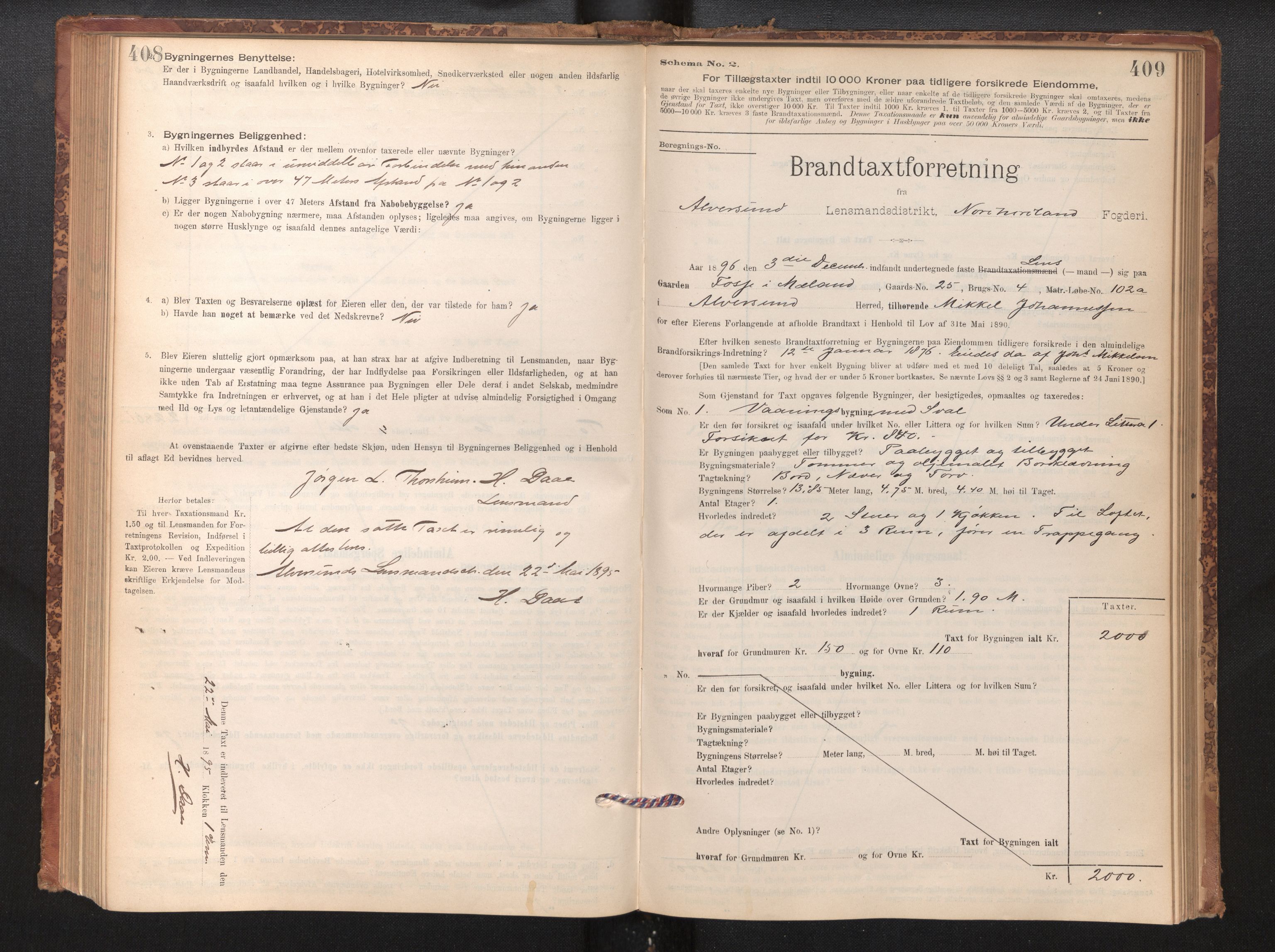 Lensmannen i Alversund, AV/SAB-A-30701/0012/L0004: Branntakstprotokoll, skjematakst, 1894-1953, p. 408-409