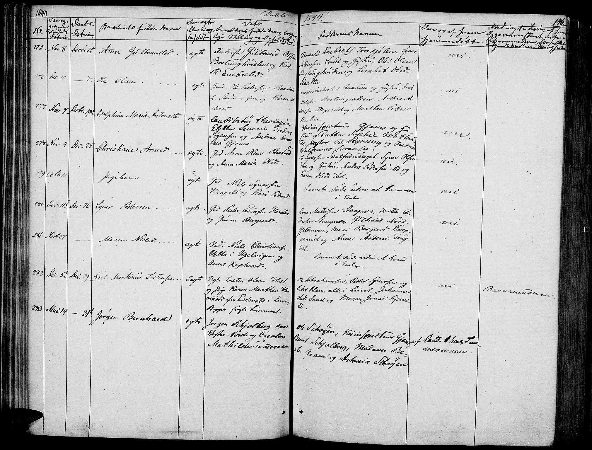 Vinger prestekontor, SAH/PREST-024/H/Ha/Haa/L0008: Parish register (official) no. 8, 1839-1847, p. 146
