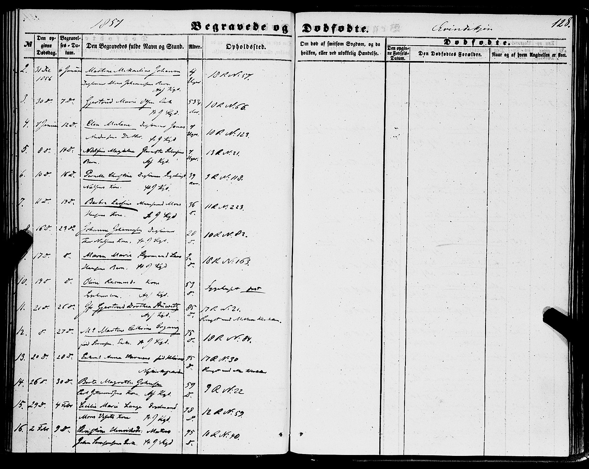 Domkirken sokneprestembete, AV/SAB-A-74801/H/Haa/L0041: Parish register (official) no. E 2, 1853-1863, p. 128