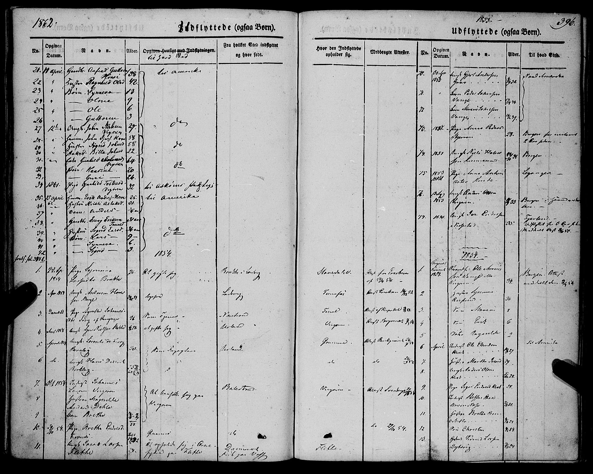 Vik sokneprestembete, SAB/A-81501: Parish register (official) no. A 8, 1846-1865, p. 396