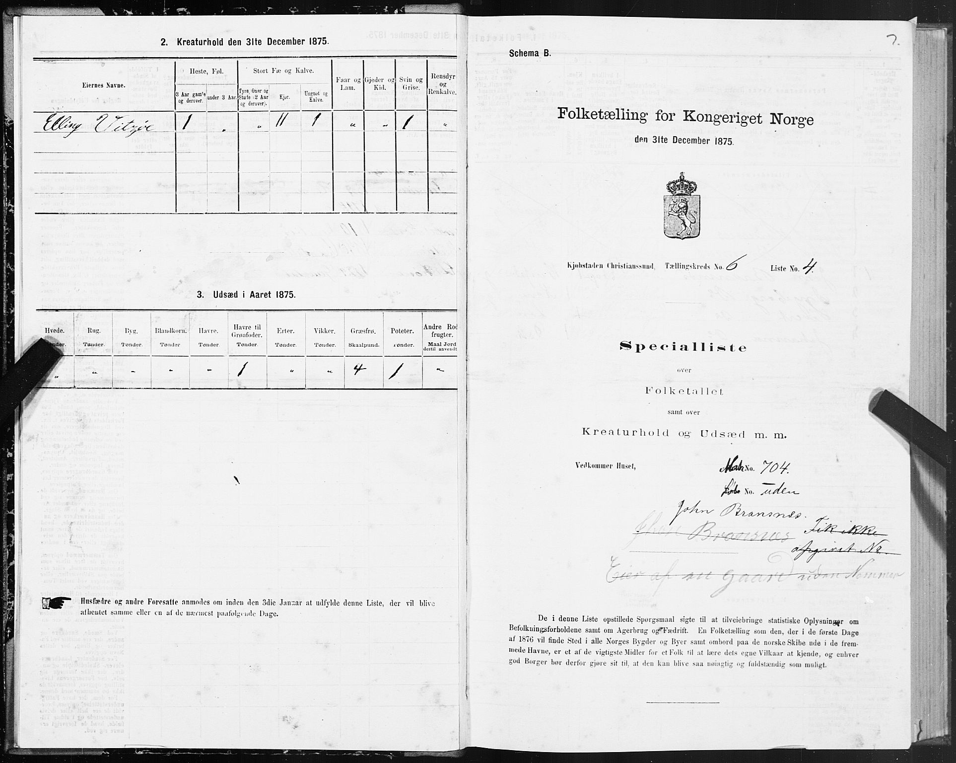 SAT, 1875 census for 1503B Kristiansund/Kristiansund, 1875, p. 5007