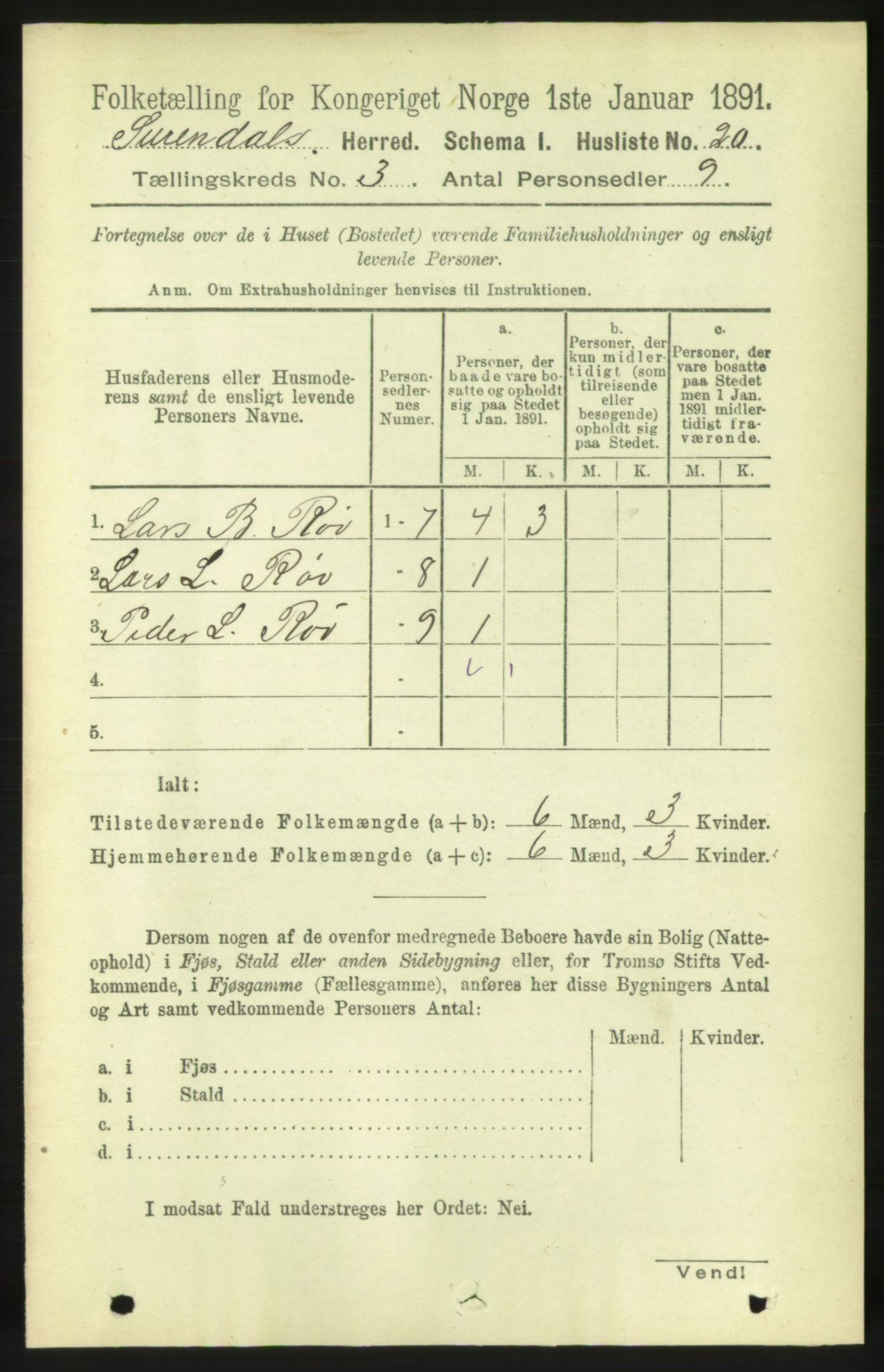 RA, 1891 census for 1566 Surnadal, 1891, p. 764