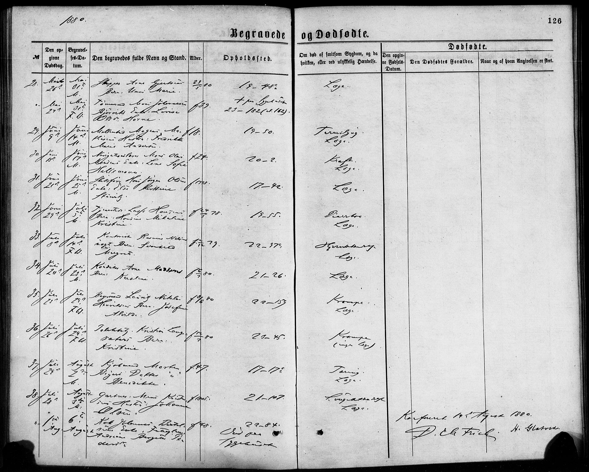 Korskirken sokneprestembete, SAB/A-76101/H/Haa/L0046: Parish register (official) no. E 4, 1875-1883, p. 126