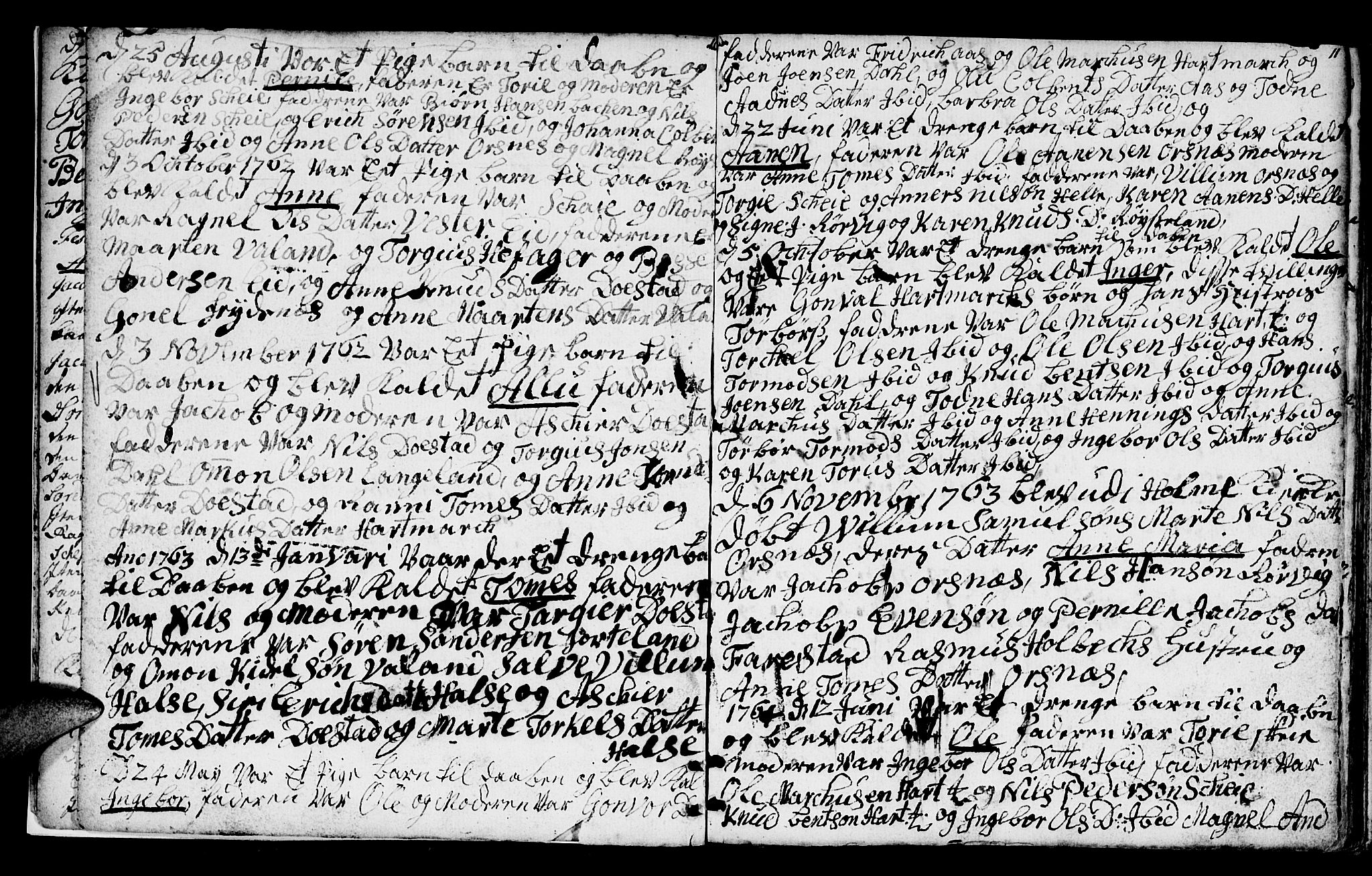 Mandal sokneprestkontor, SAK/1111-0030/F/Fa/Fab/L0002: Parish register (official) no. A 2, 1753-1801, p. 10-11