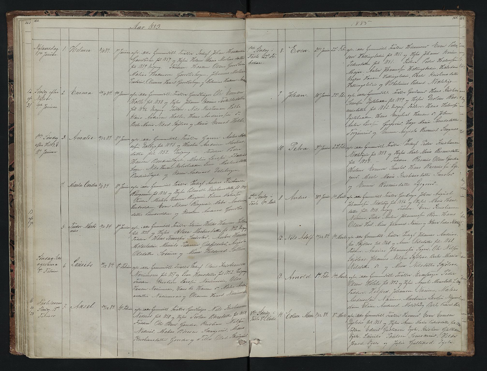 Vestre Toten prestekontor, SAH/PREST-108/H/Ha/Hab/L0007: Parish register (copy) no. 7, 1872-1900, p. 166-167