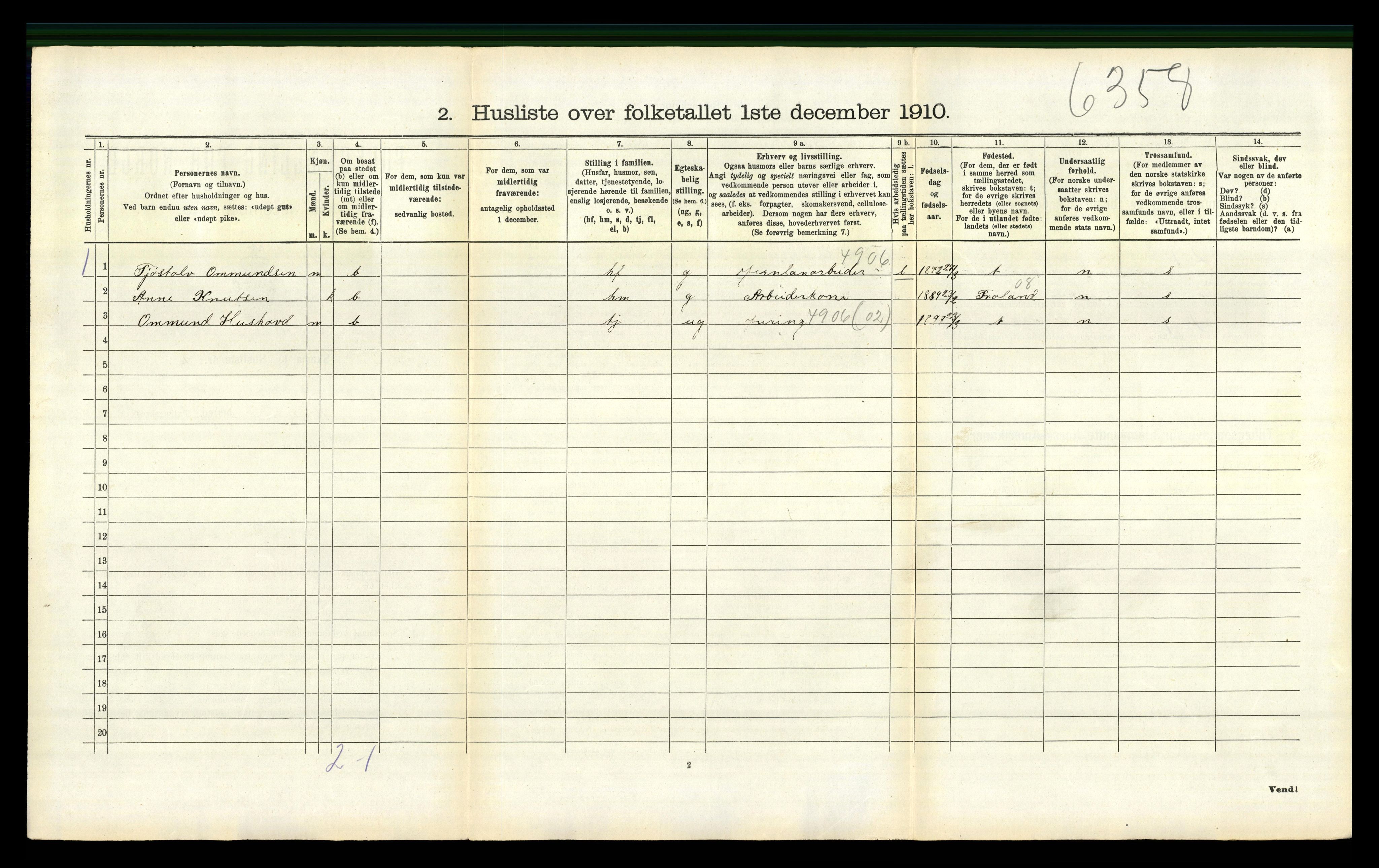 RA, 1910 census for Åmli, 1910, p. 392