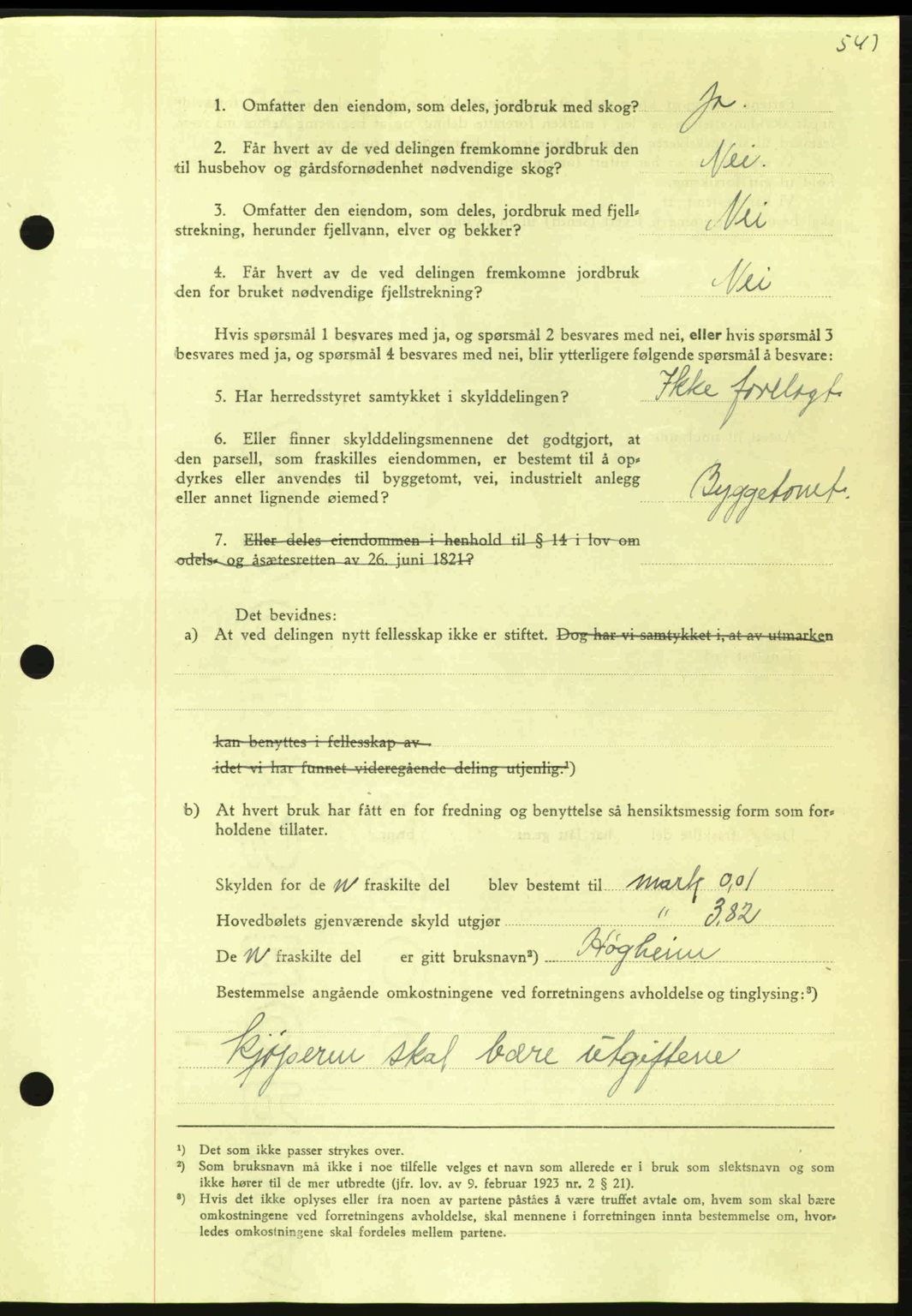 Nordmøre sorenskriveri, AV/SAT-A-4132/1/2/2Ca: Mortgage book no. A96, 1943-1944, Diary no: : 2517/1943