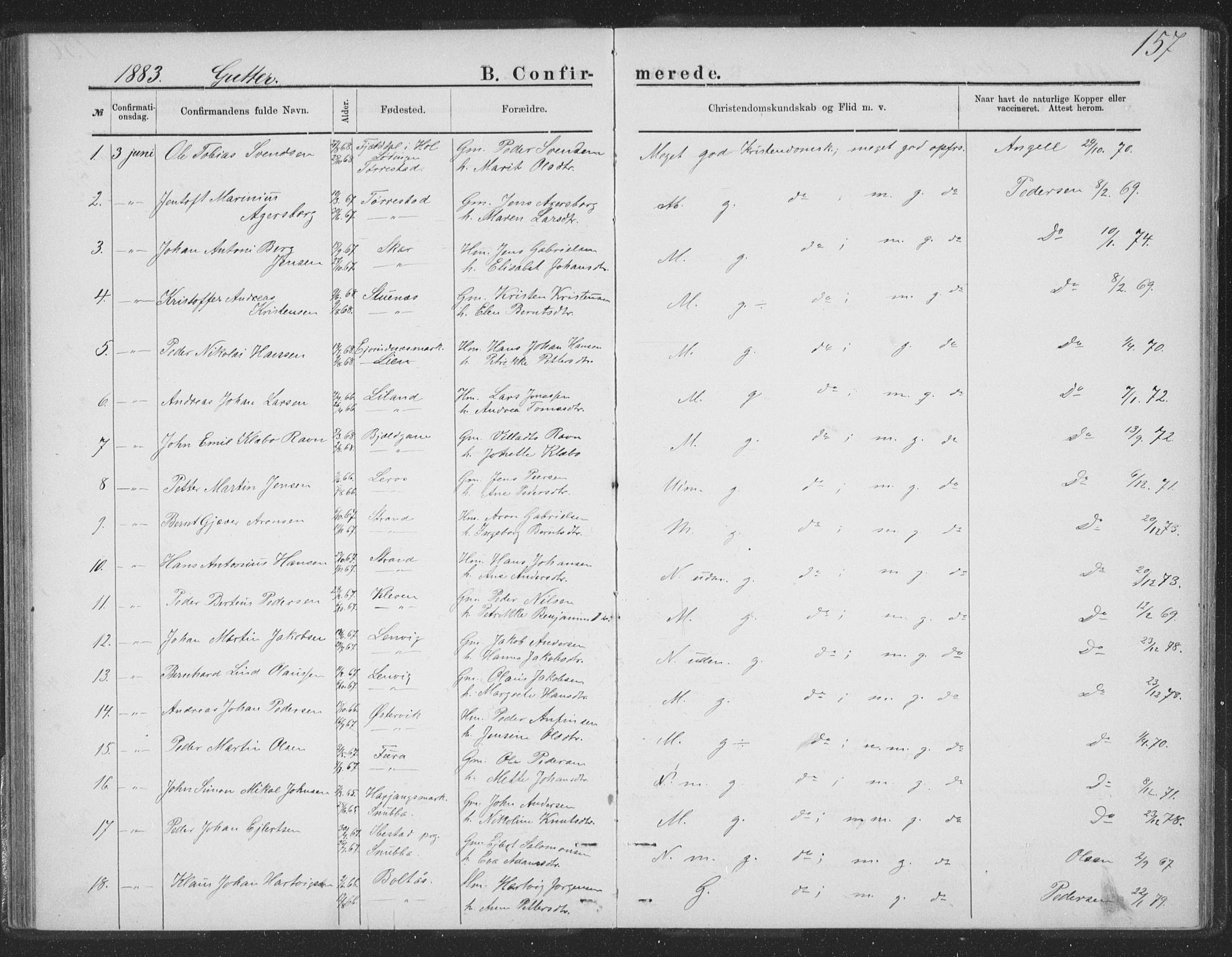 Ministerialprotokoller, klokkerbøker og fødselsregistre - Nordland, SAT/A-1459/863/L0913: Parish register (copy) no. 863C03, 1877-1885, p. 157