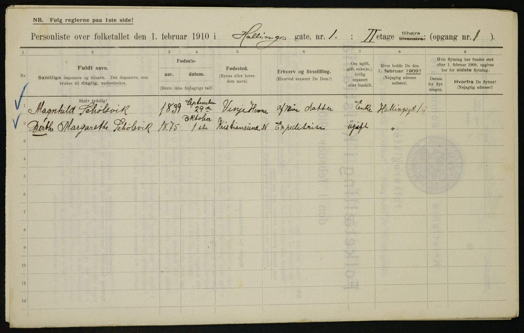 OBA, Municipal Census 1910 for Kristiania, 1910, p. 31988