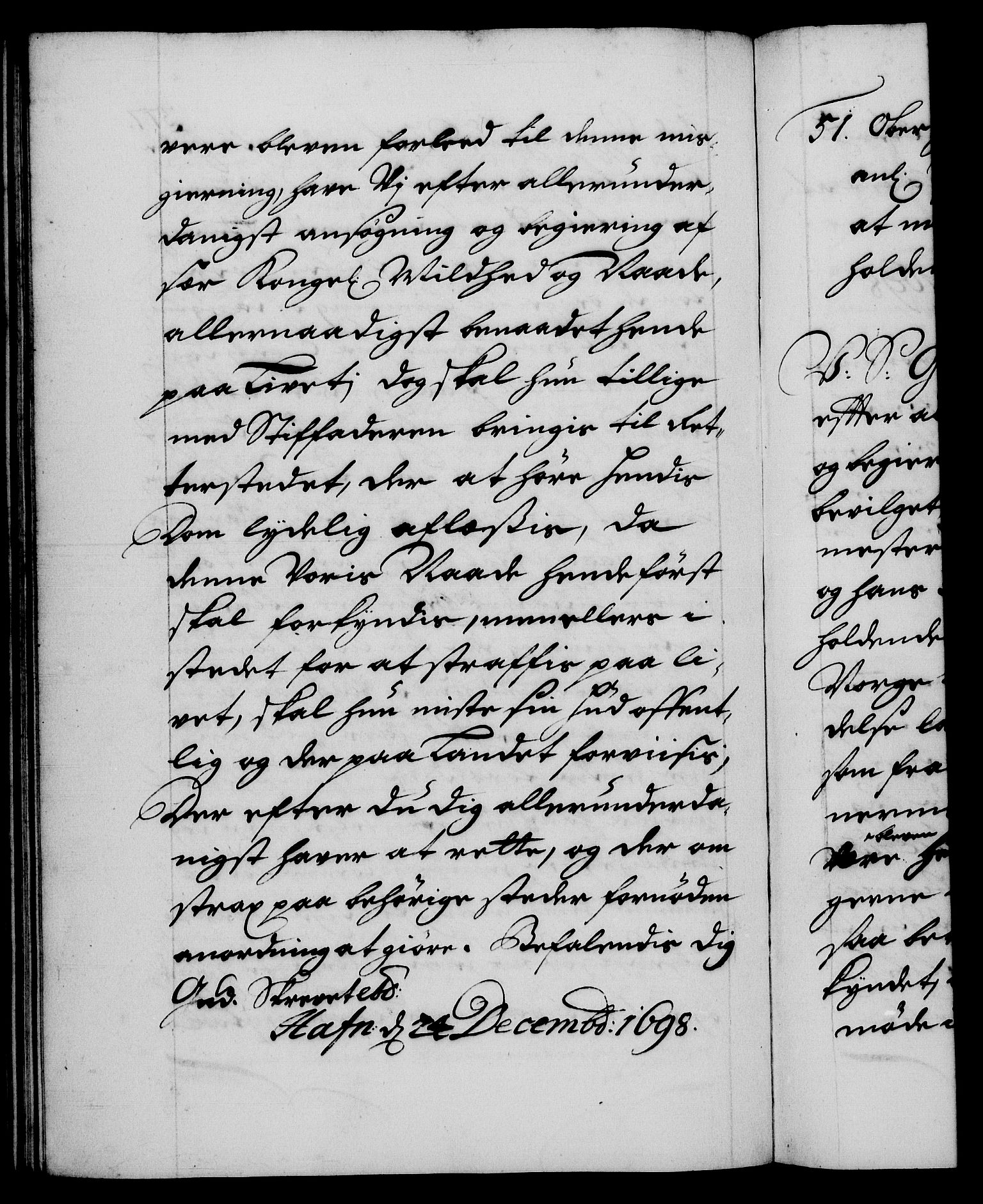 Danske Kanselli 1572-1799, AV/RA-EA-3023/F/Fc/Fca/Fcab/L0015: Norske tegnelser (mikrofilm), 1692-1699, p. 377b