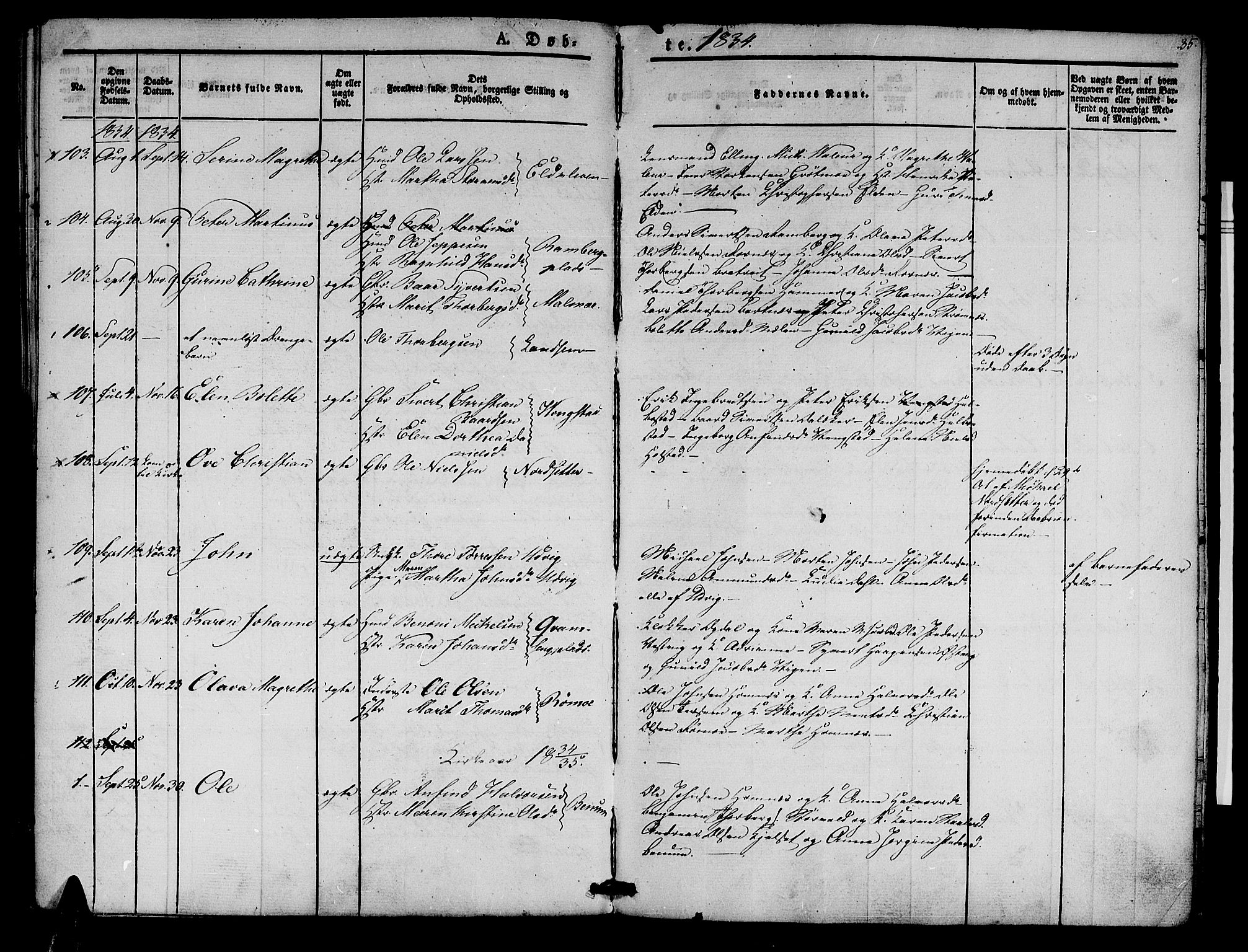 Ministerialprotokoller, klokkerbøker og fødselsregistre - Nord-Trøndelag, SAT/A-1458/741/L0391: Parish register (official) no. 741A05, 1831-1836, p. 35