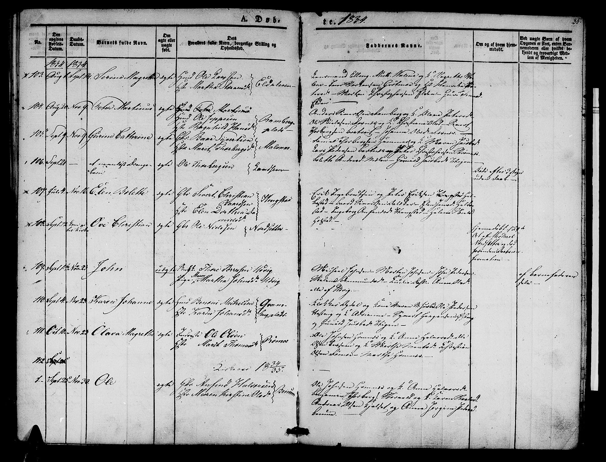 Ministerialprotokoller, klokkerbøker og fødselsregistre - Nord-Trøndelag, AV/SAT-A-1458/741/L0391: Parish register (official) no. 741A05, 1831-1836, p. 35
