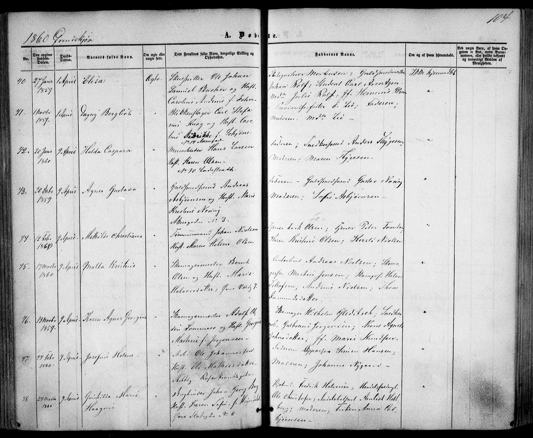 Trefoldighet prestekontor Kirkebøker, AV/SAO-A-10882/F/Fa/L0001: Parish register (official) no. I 1, 1858-1863, p. 104