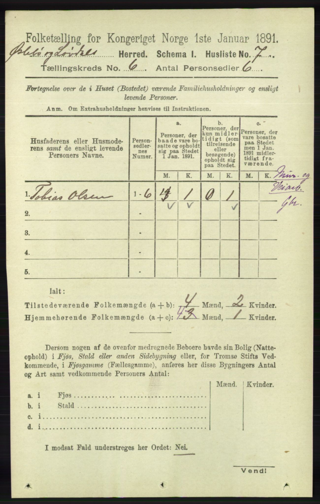 RA, 1891 census for 1021 Øyslebø og Laudal, 1891, p. 1650