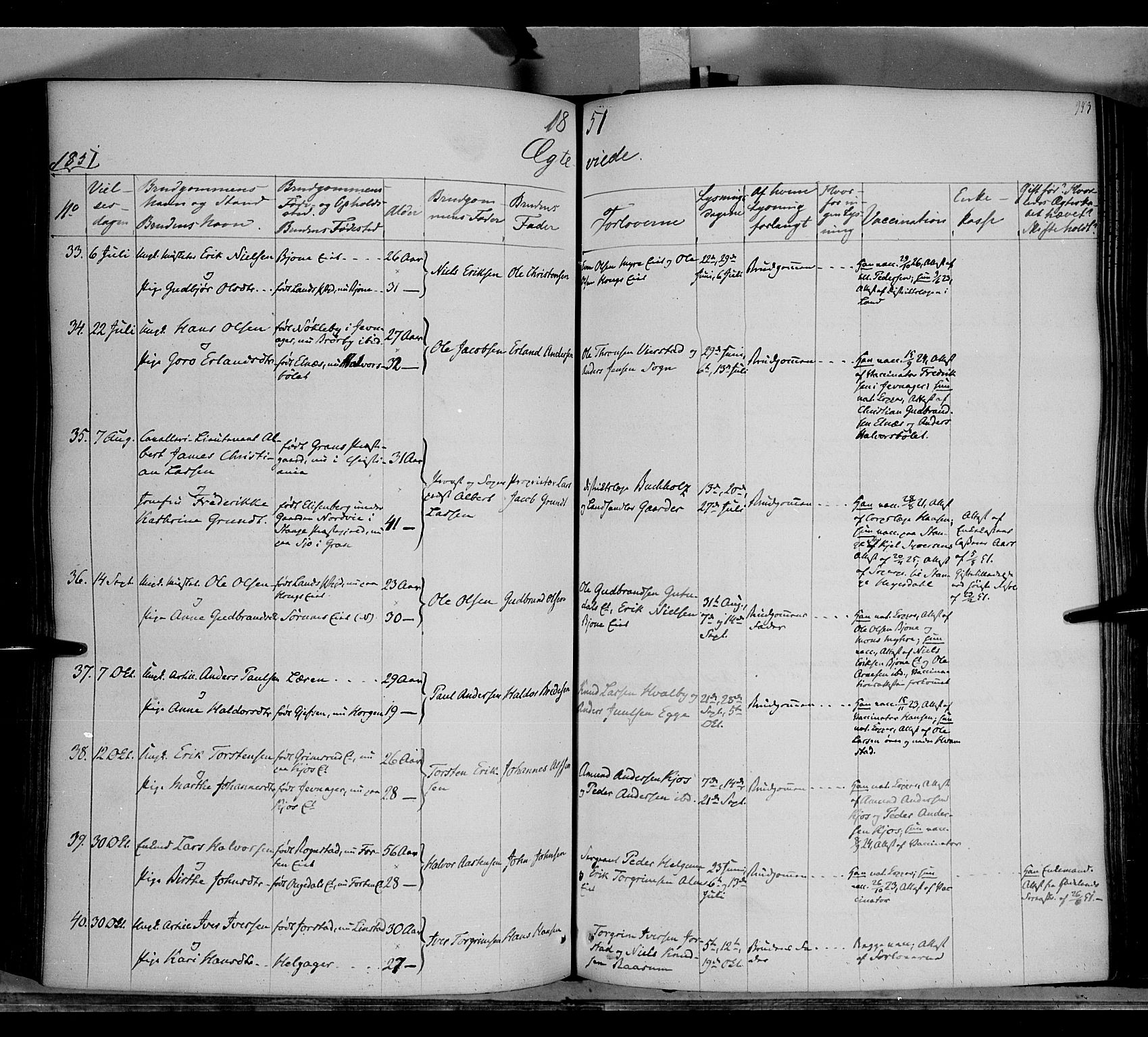 Gran prestekontor, SAH/PREST-112/H/Ha/Haa/L0011: Parish register (official) no. 11, 1842-1856, p. 942-943