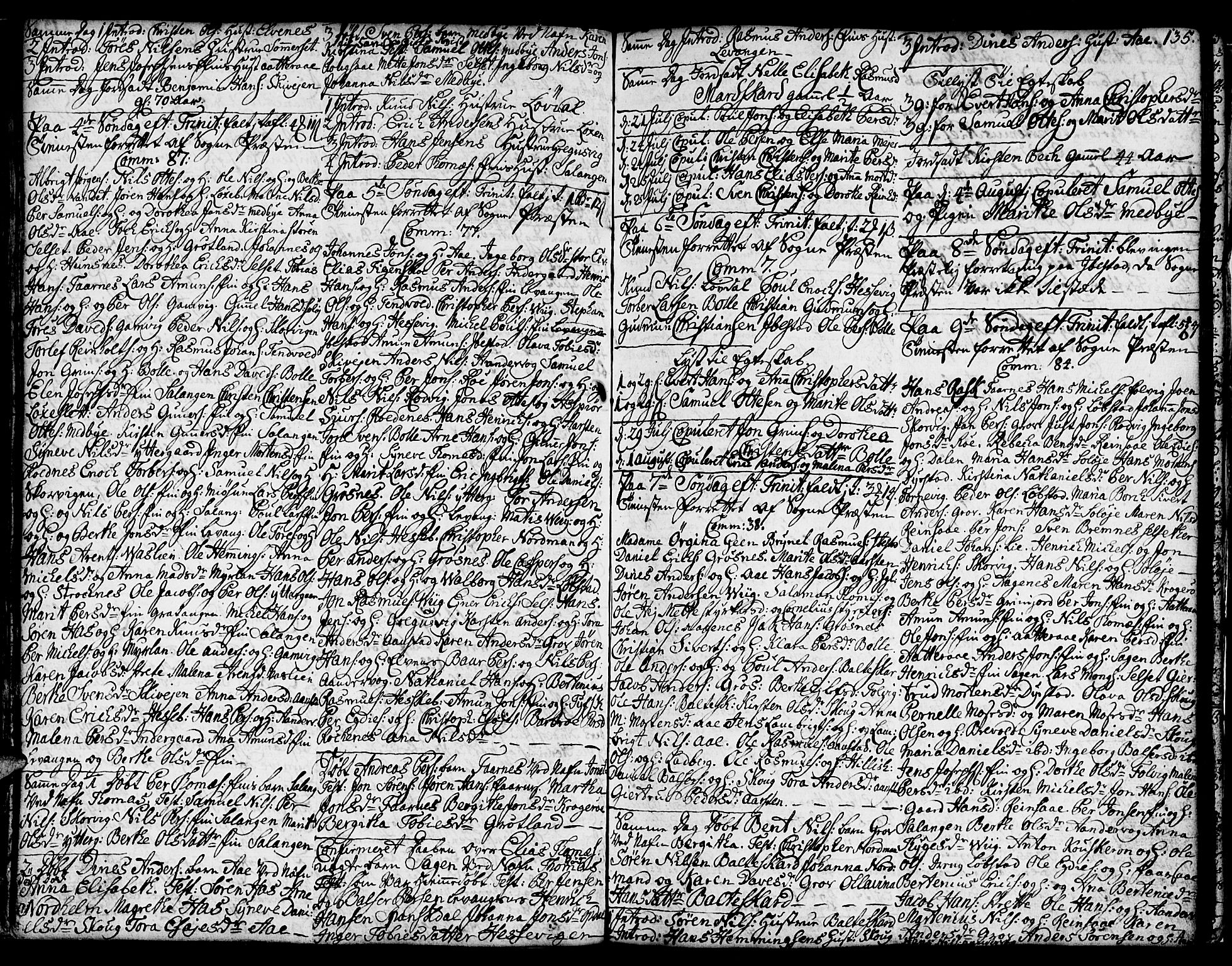 Ibestad sokneprestembete, SATØ/S-0077/H/Ha/Hab/L0001klokker: Parish register (copy) no. 1, 1776-1808, p. 134-135