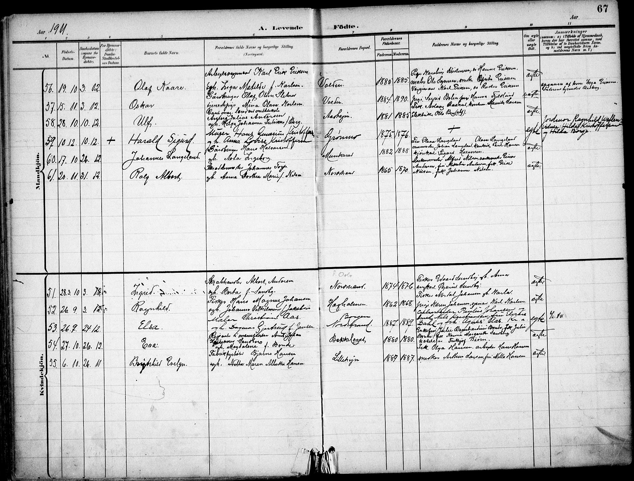 Nordstrand prestekontor Kirkebøker, AV/SAO-A-10362a/F/Fa/L0001: Parish register (official) no. 1, 1900-1914, p. 67