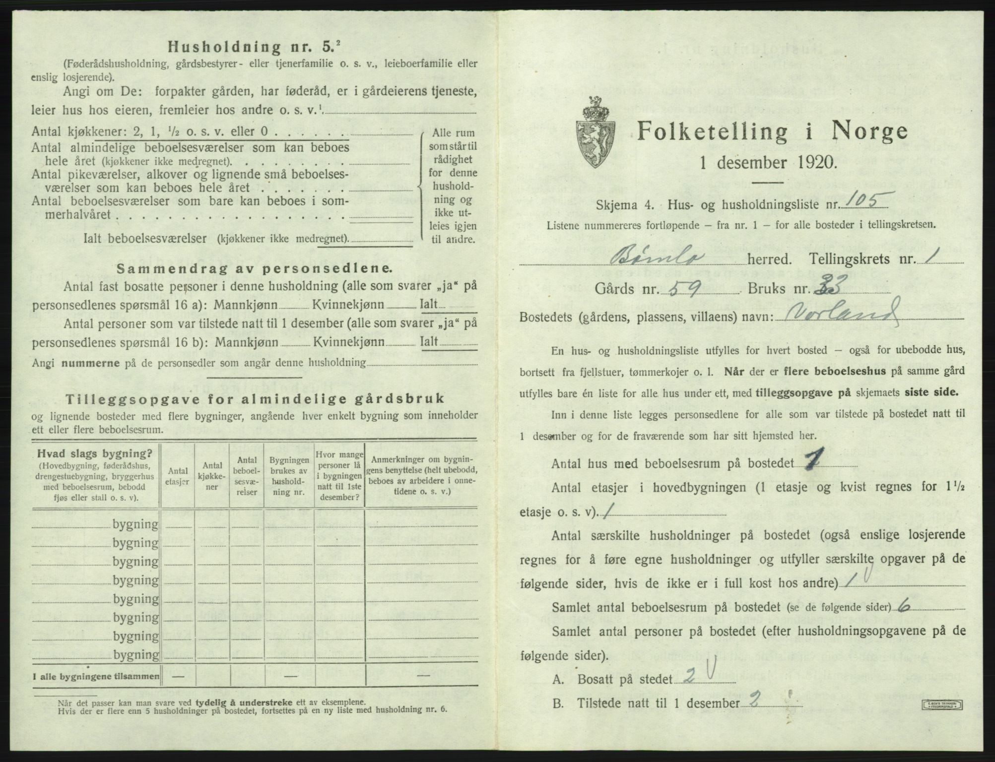 SAB, 1920 census for Bømlo, 1920, p. 230