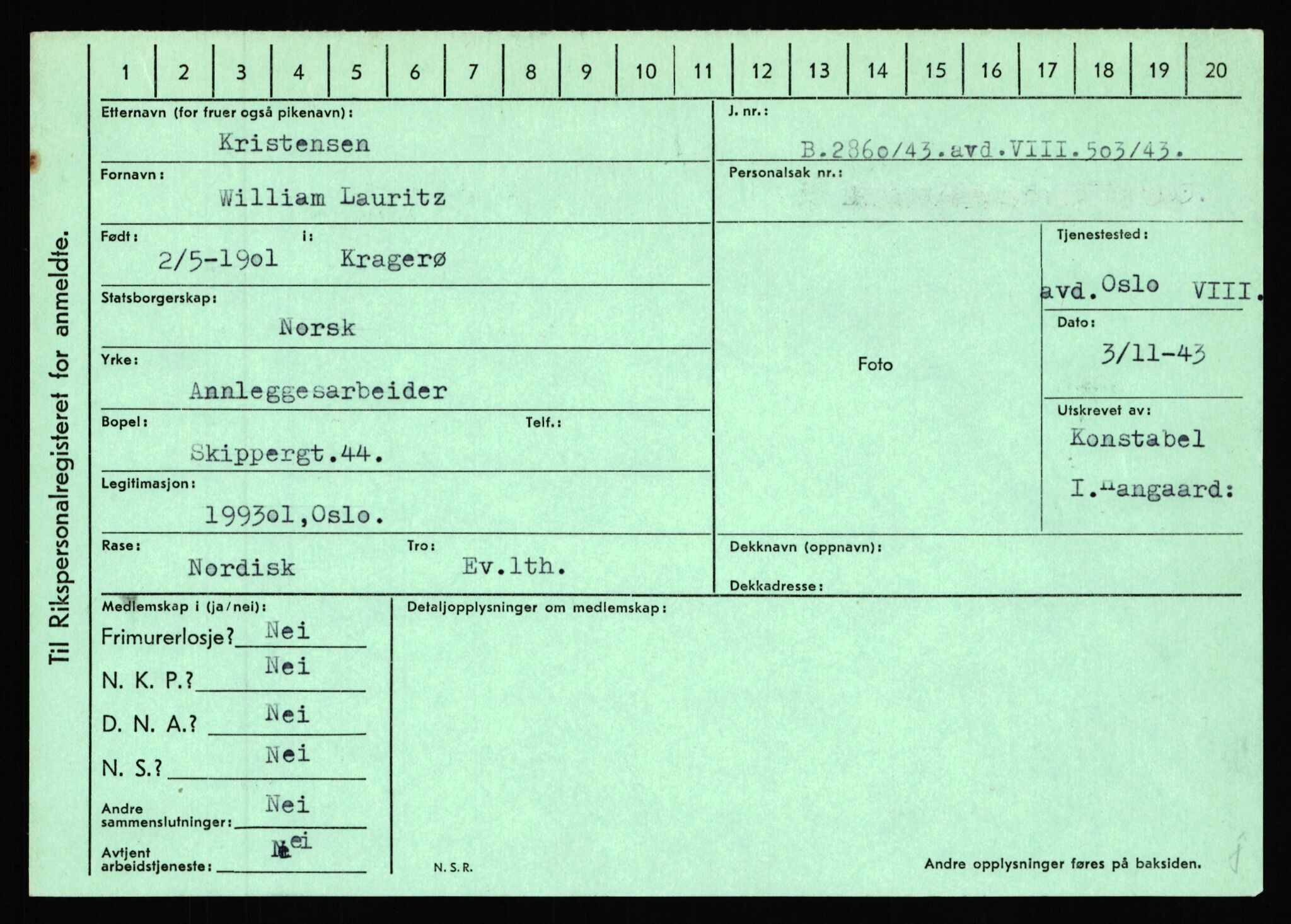 Statspolitiet - Hovedkontoret / Osloavdelingen, AV/RA-S-1329/C/Ca/L0009: Knutsen - Limstrand, 1943-1945, p. 1098