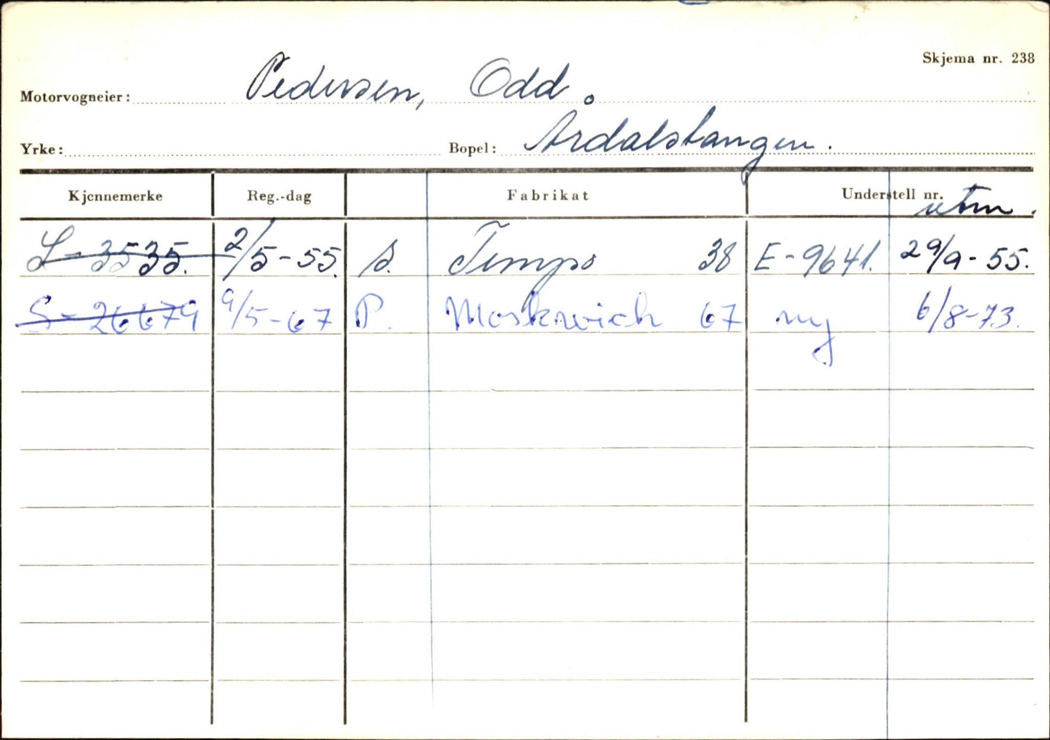 Statens vegvesen, Sogn og Fjordane vegkontor, AV/SAB-A-5301/4/F/L0145: Registerkort Vågsøy S-Å. Årdal I-P, 1945-1975, p. 2362