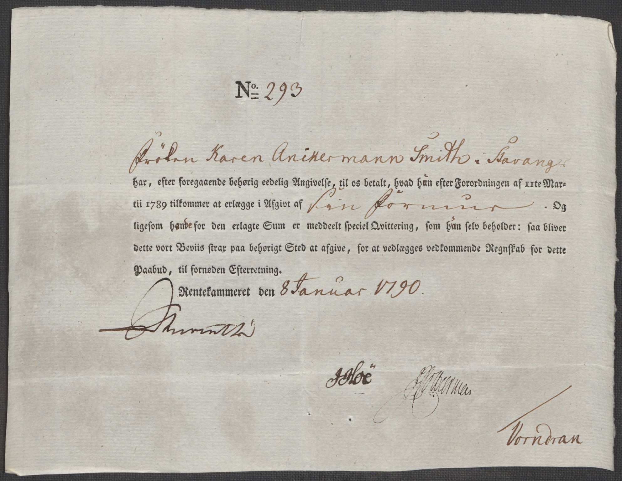 Rentekammeret inntil 1814, Reviderte regnskaper, Mindre regnskaper, AV/RA-EA-4068/Rf/Rfe/L0045: Stavanger, Stjørdal og Verdal fogderi, 1789, p. 127