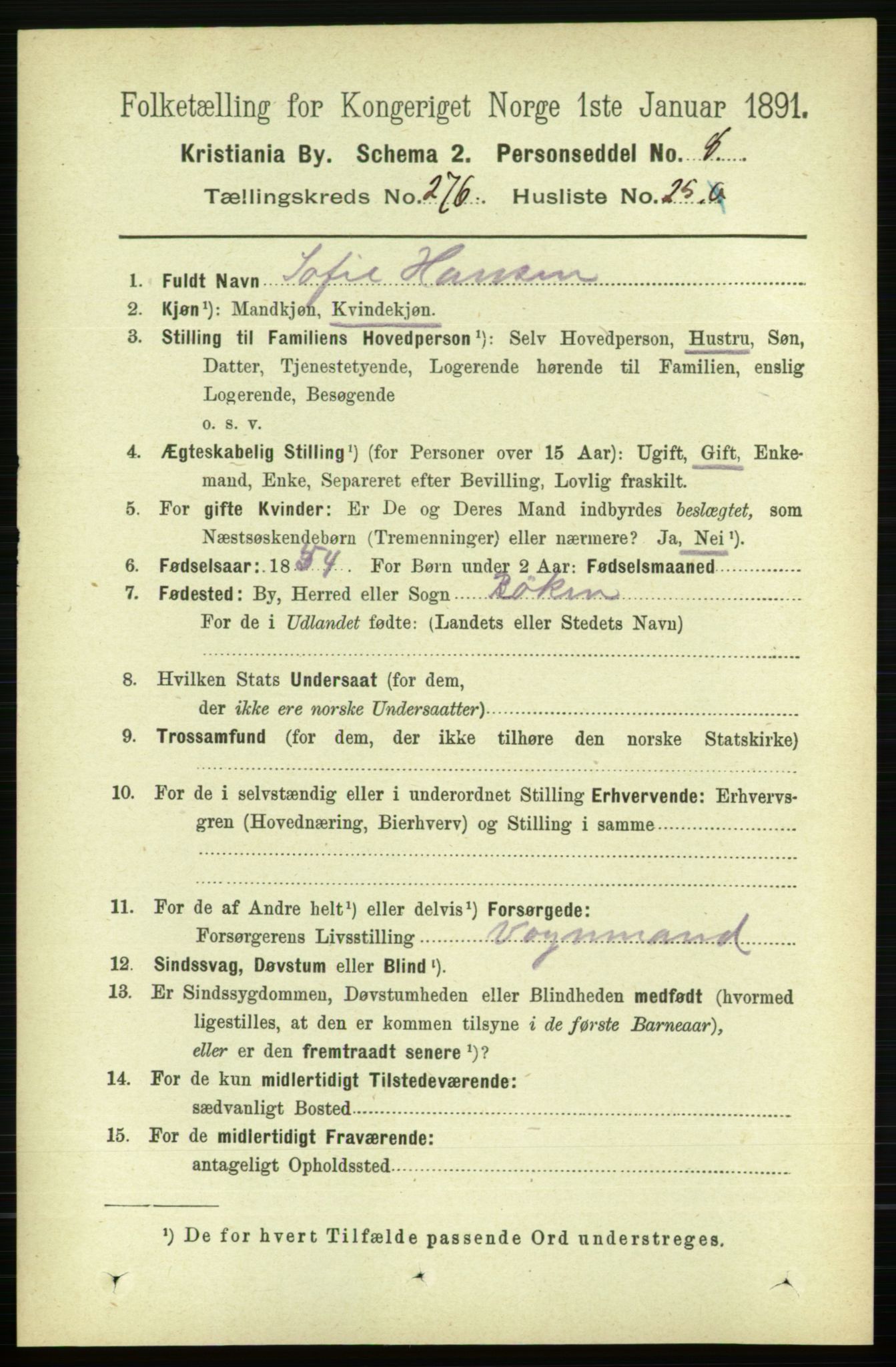 RA, 1891 census for 0301 Kristiania, 1891, p. 167923