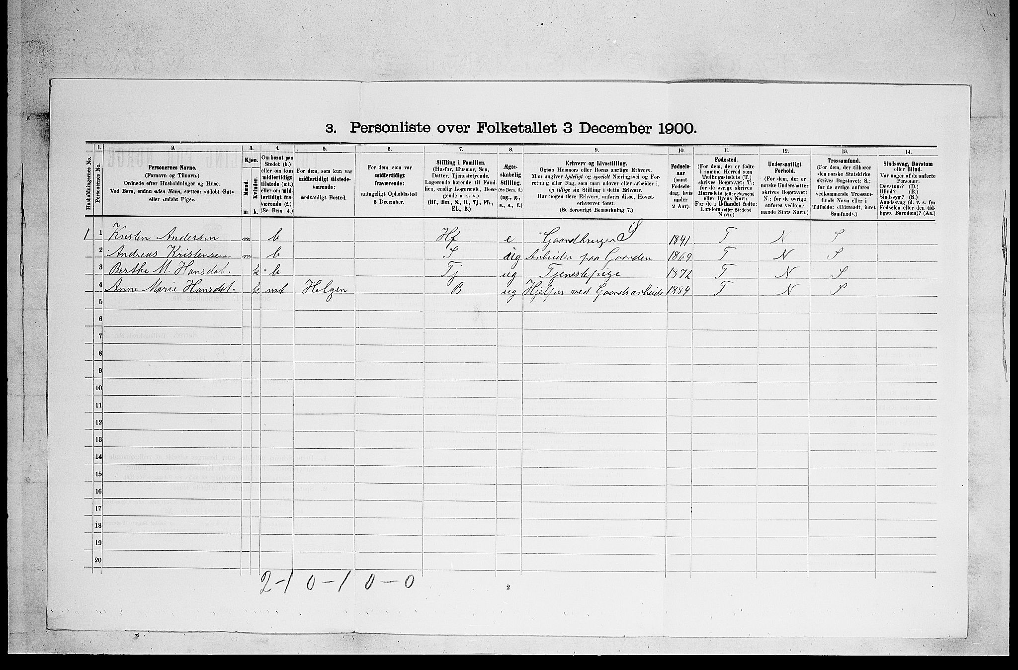 SAKO, 1900 census for Holla, 1900, p. 540