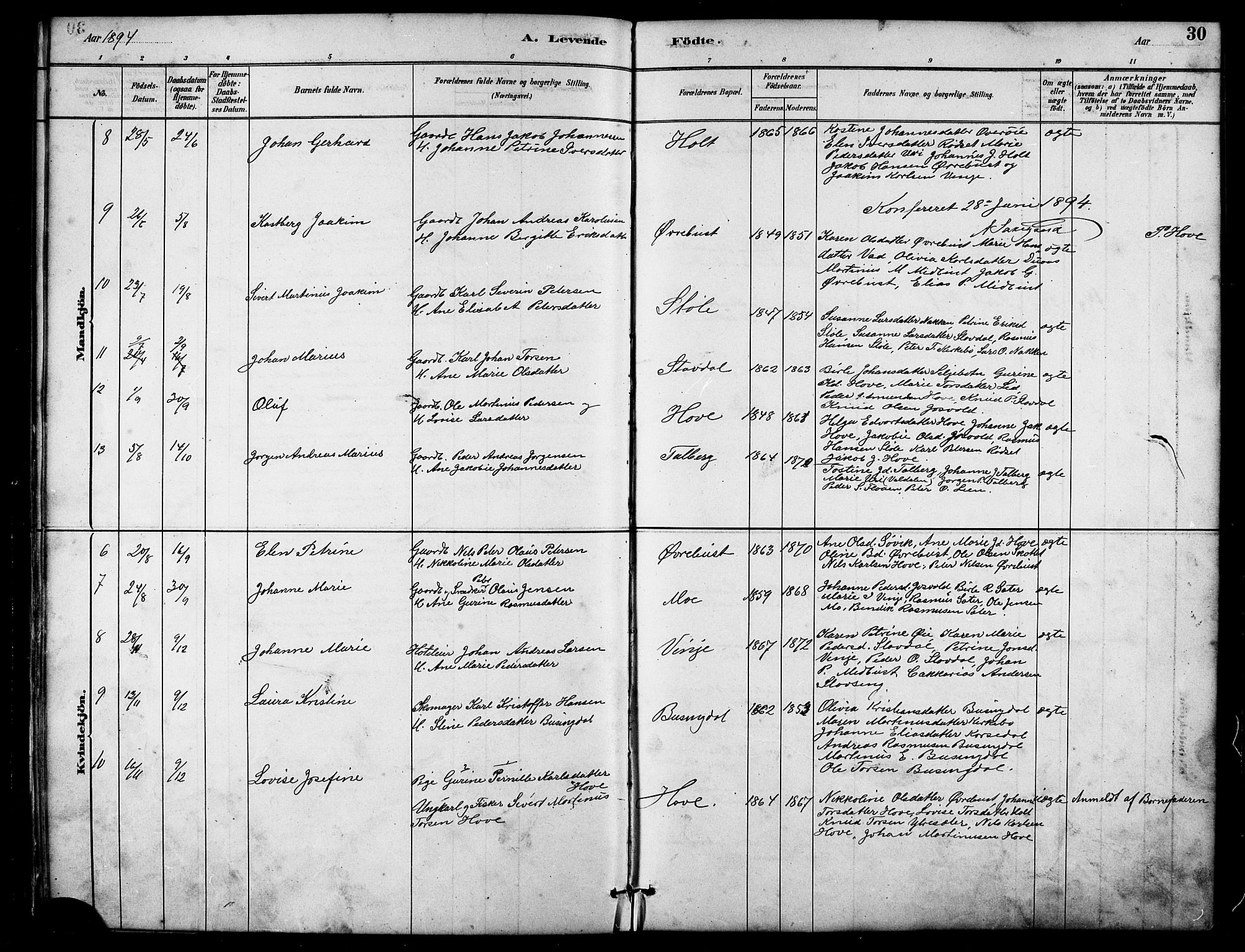 Ministerialprotokoller, klokkerbøker og fødselsregistre - Møre og Romsdal, AV/SAT-A-1454/521/L0302: Parish register (copy) no. 521C03, 1882-1907, p. 30