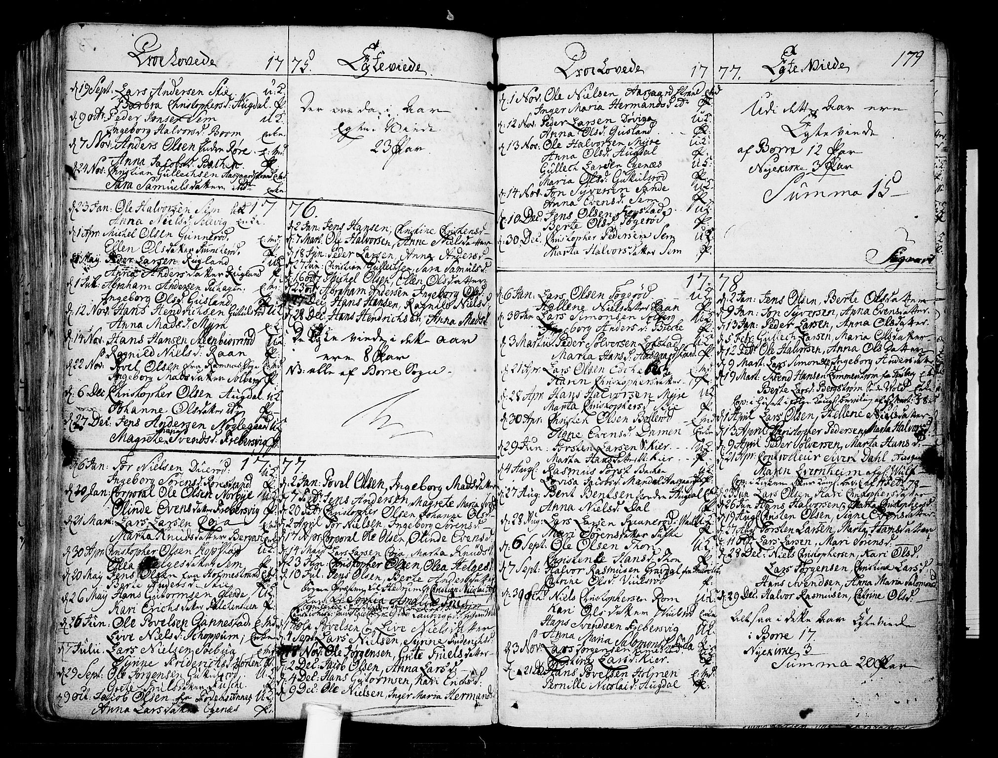 Borre kirkebøker, SAKO/A-338/F/Fa/L0002: Parish register (official) no. I 2, 1752-1806, p. 179